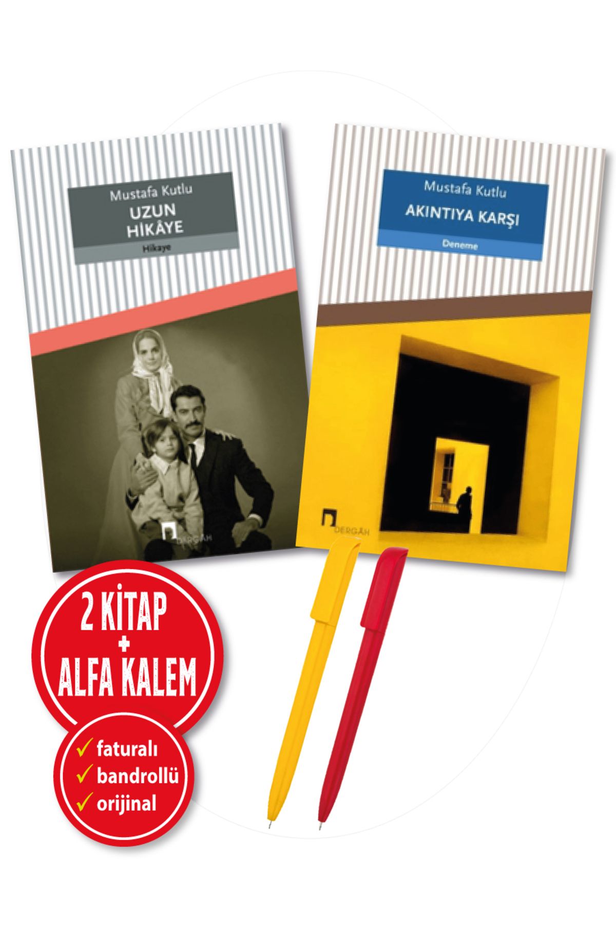 Dergah Yayınları Alfa Kalem+Uzun Hikaye+Akıntıya Karşı(Mustafa Kutlu) 2 Kitap Set-YENİ-Türk Edebiyatı-Dergah Kitap