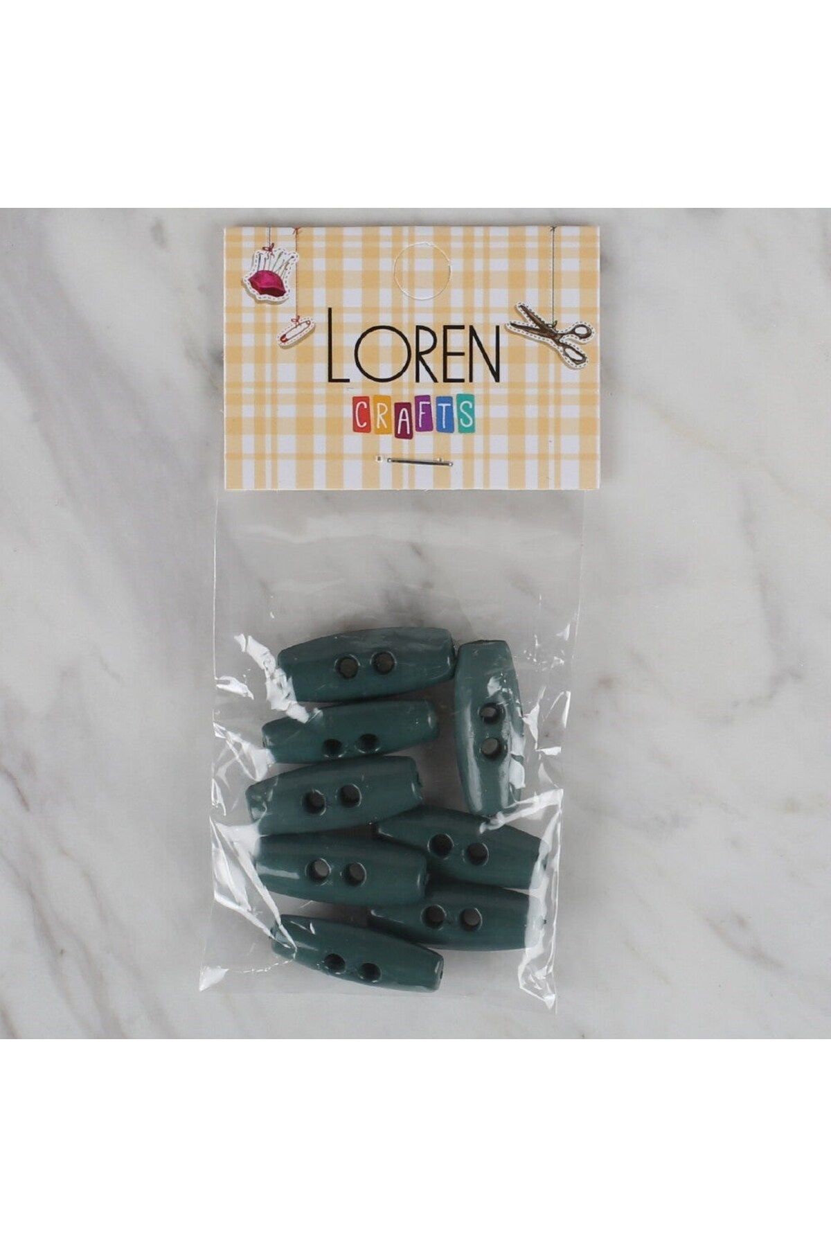 Hobium Loren Crafts yeşil 8 li çoban düğmesi - 65