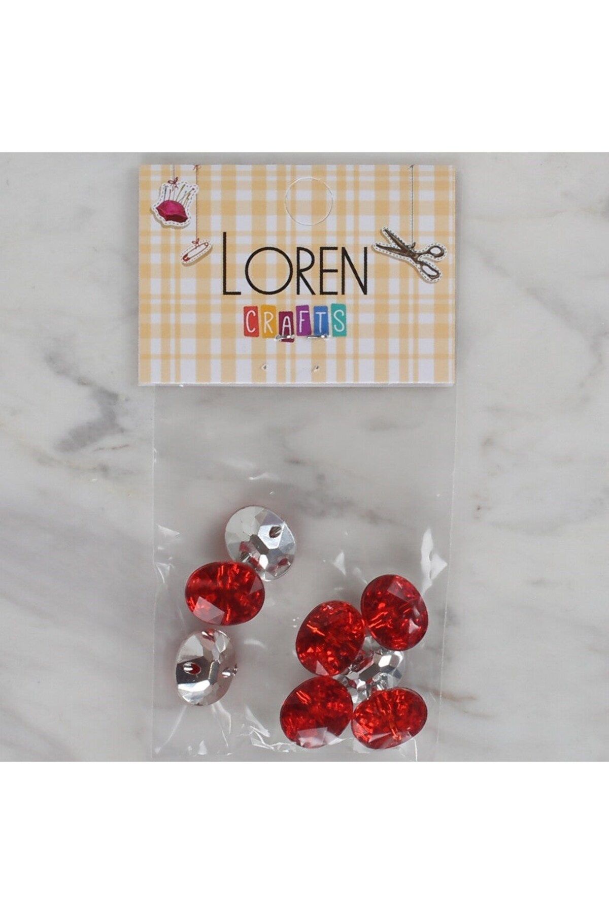 Hobium Loren Crafts kırmızı 8 li düğme - 240