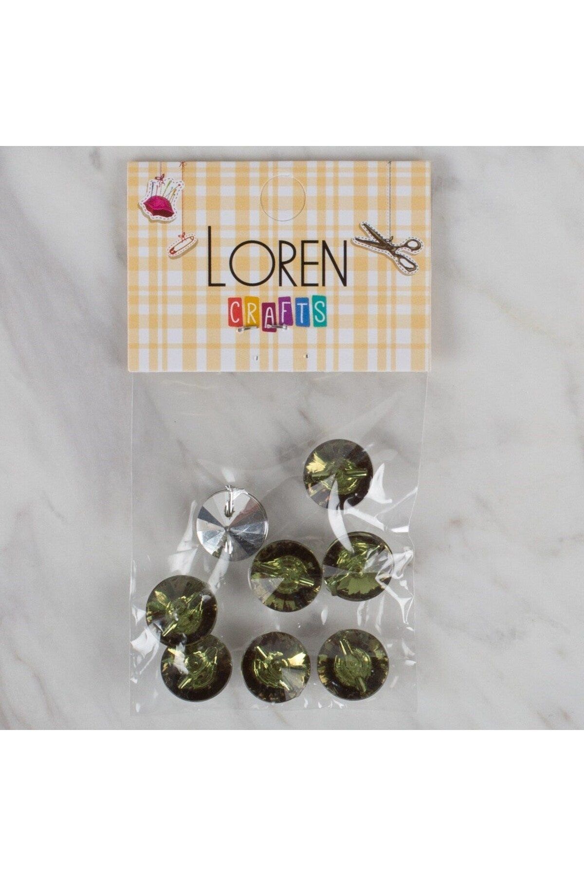 Hobium Loren Crafts yeşil 8 li düğme - 209