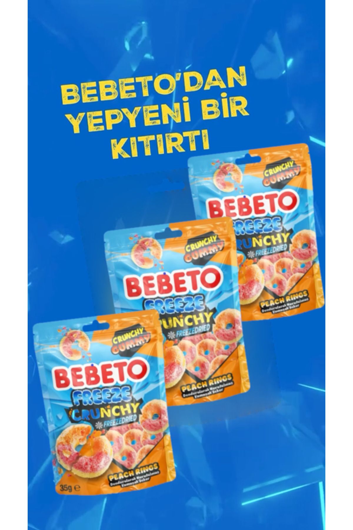 BEBETO Freeze Peach Rings 35g 3 Adet