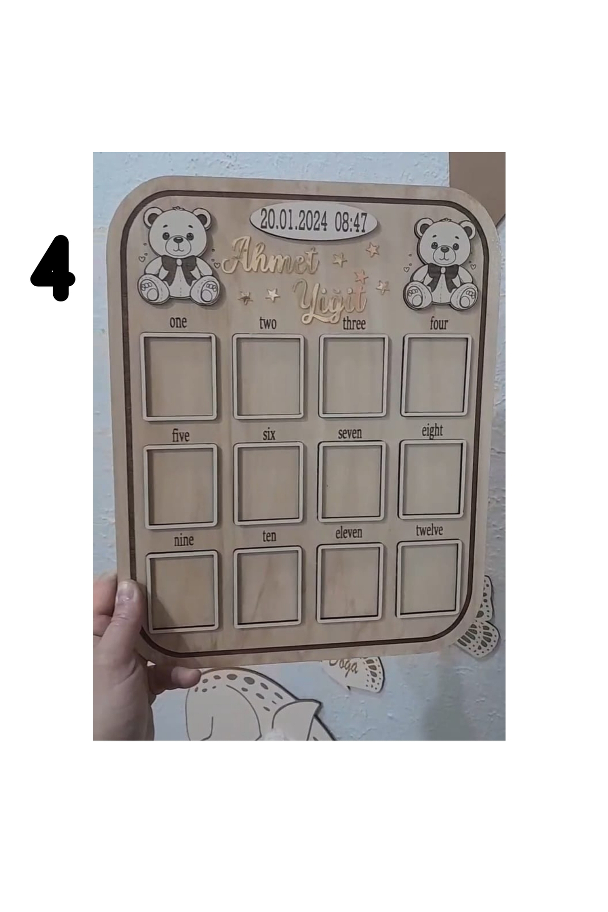 MİSHE TASARIM Mishe Tasarım Ahşap Bebek 1 Yaş Doğum Günü Fotoğraf Çerçevesi Panosu Kuğulu Ayaklık Dahildir!!! fotoğrafı 3 (önizleme)