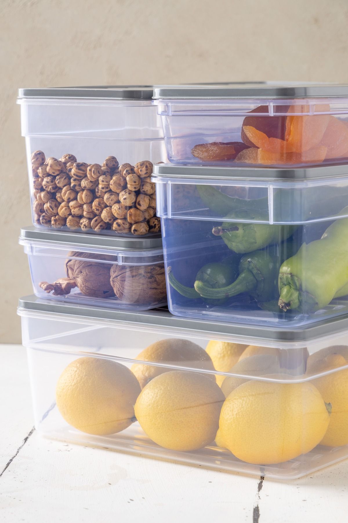 NY HOME-Set of 7 - New Freshbox Gray Storage Container, Suitable for Microwave and Freeze 4