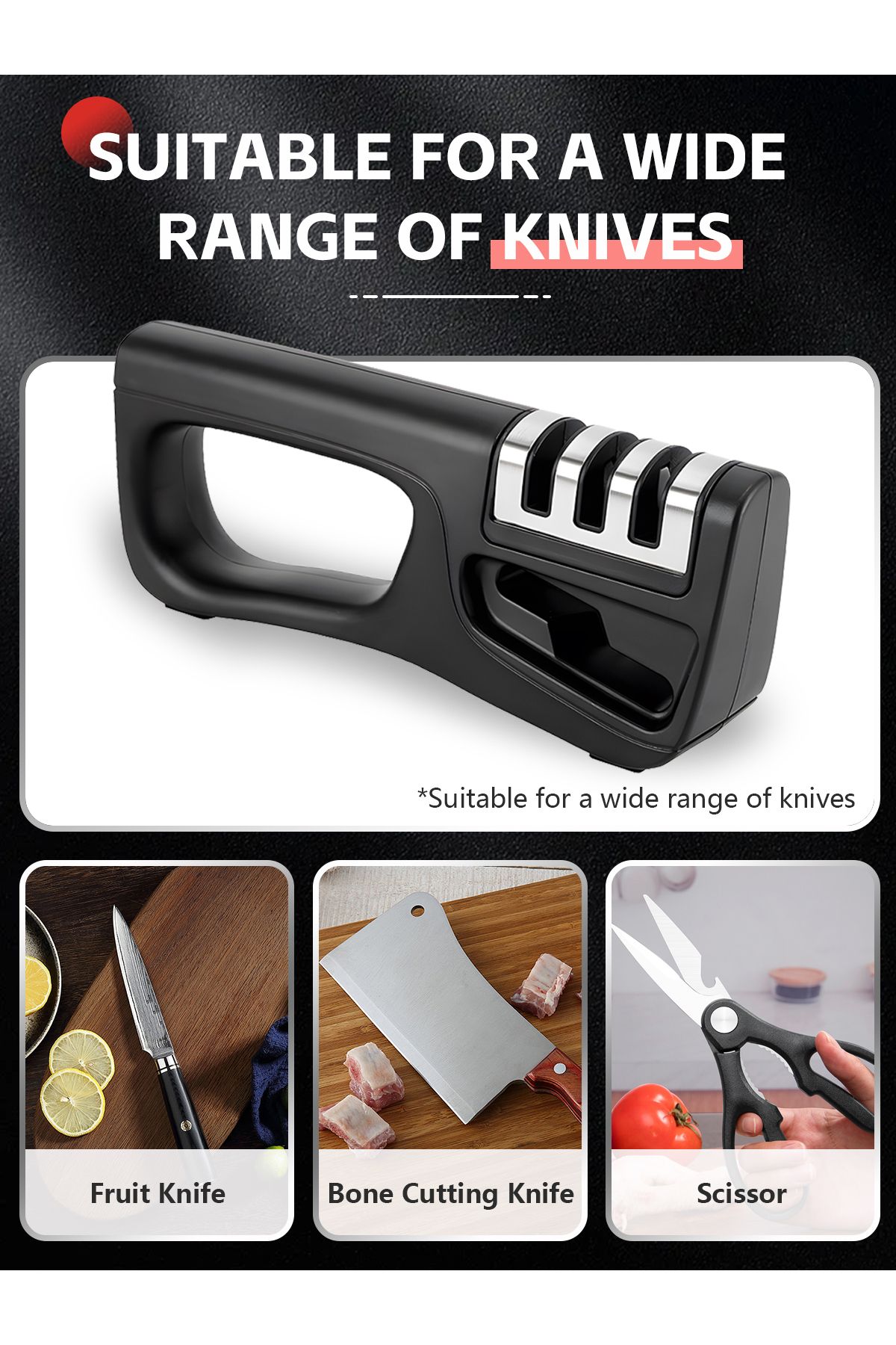 COOYA-4-In-1 Versatile Knife Sharpener, With Removable Blade, 4 level System, Kitchen Tool for Sharpen 2