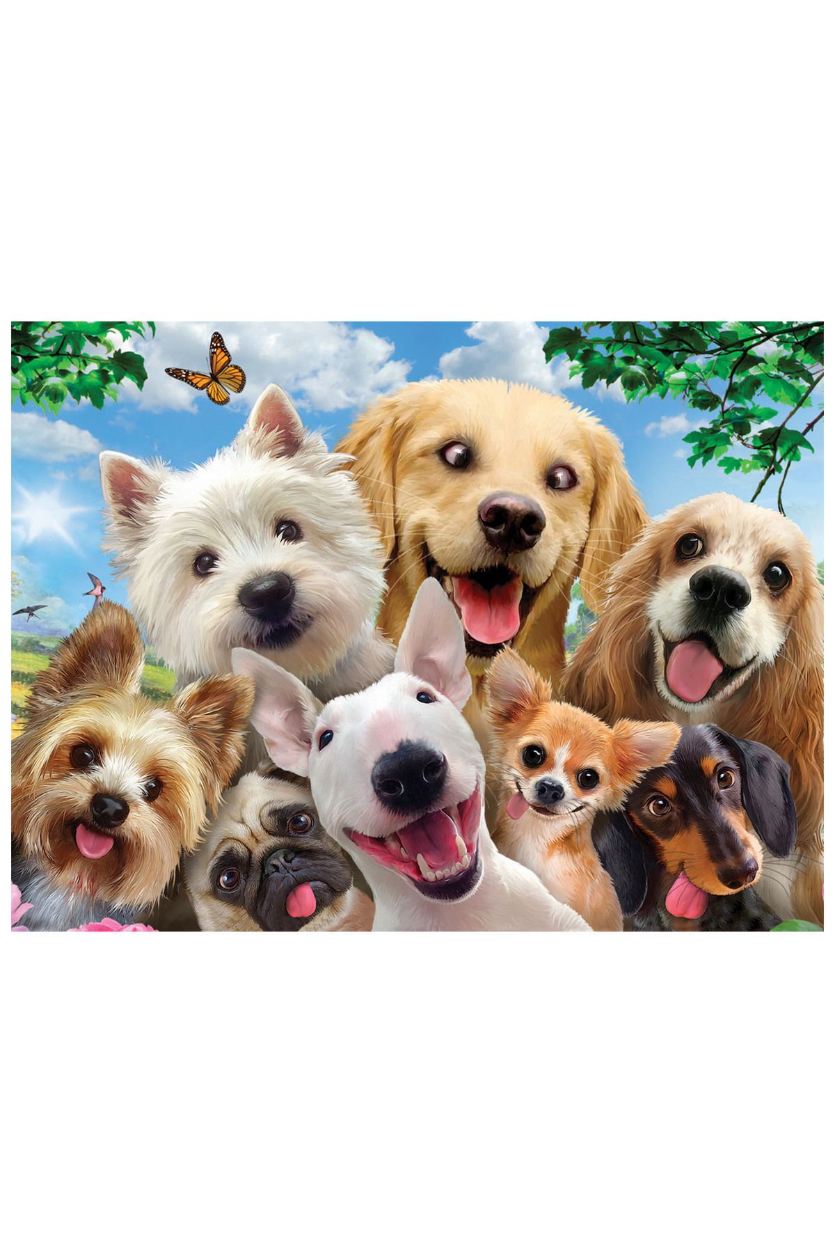 Prime 3D Köpek ve Kedi Selfie Çift Taraflı Puzzle 100 Parça 15052