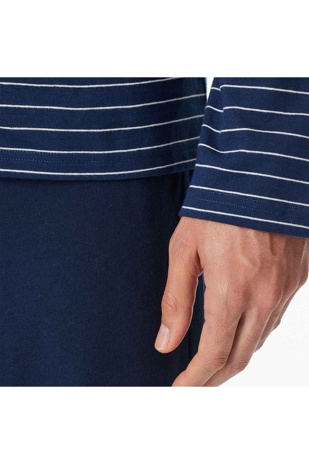 Schiesser-Herren Schlafanzug, lang - Casual Essentials, Baumwolle, Rundhals 5