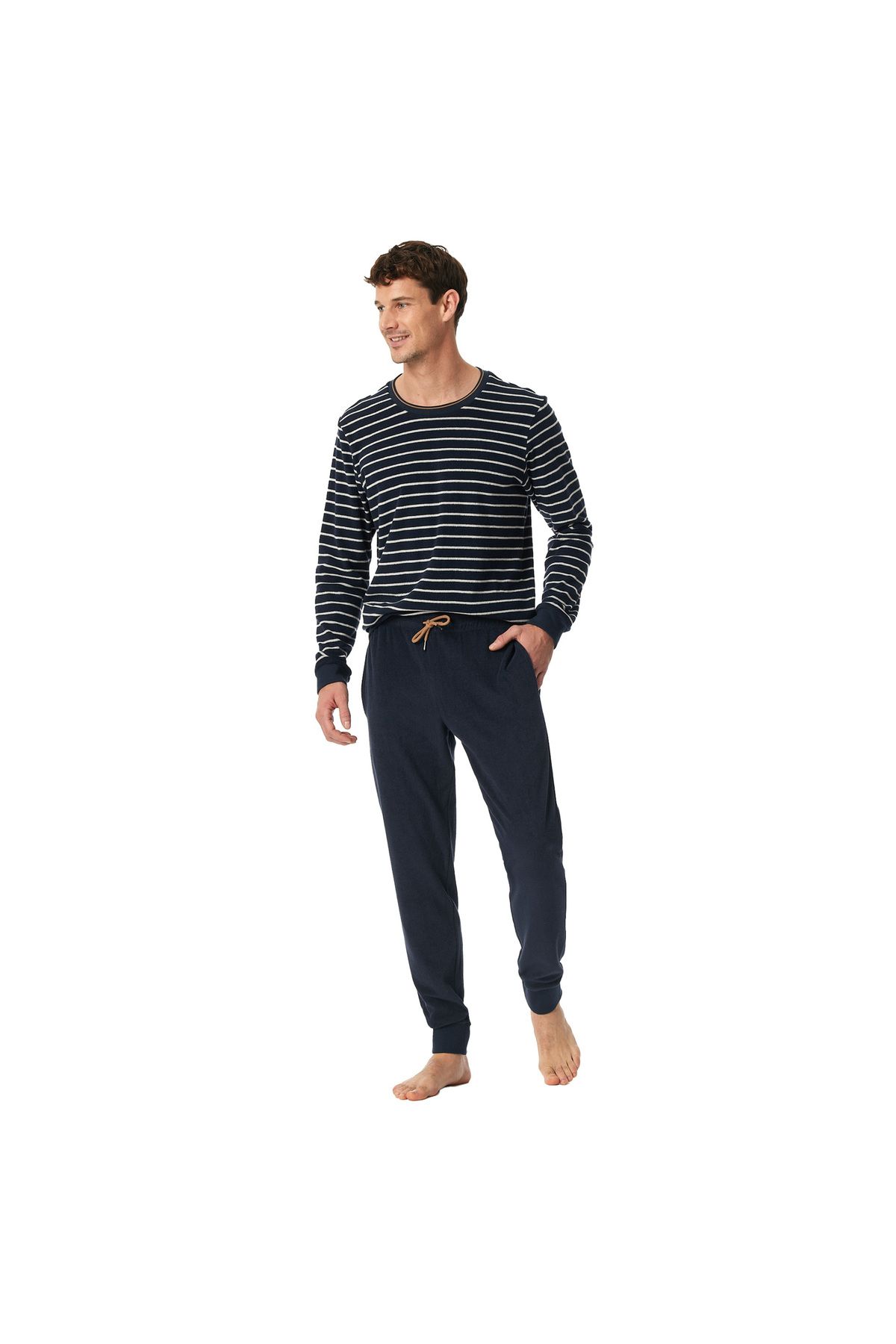 Schiesser-Herren Schlafanzug, lang - Casual Nightwear, Single Jersey, Baumwolle, Rundhals 3