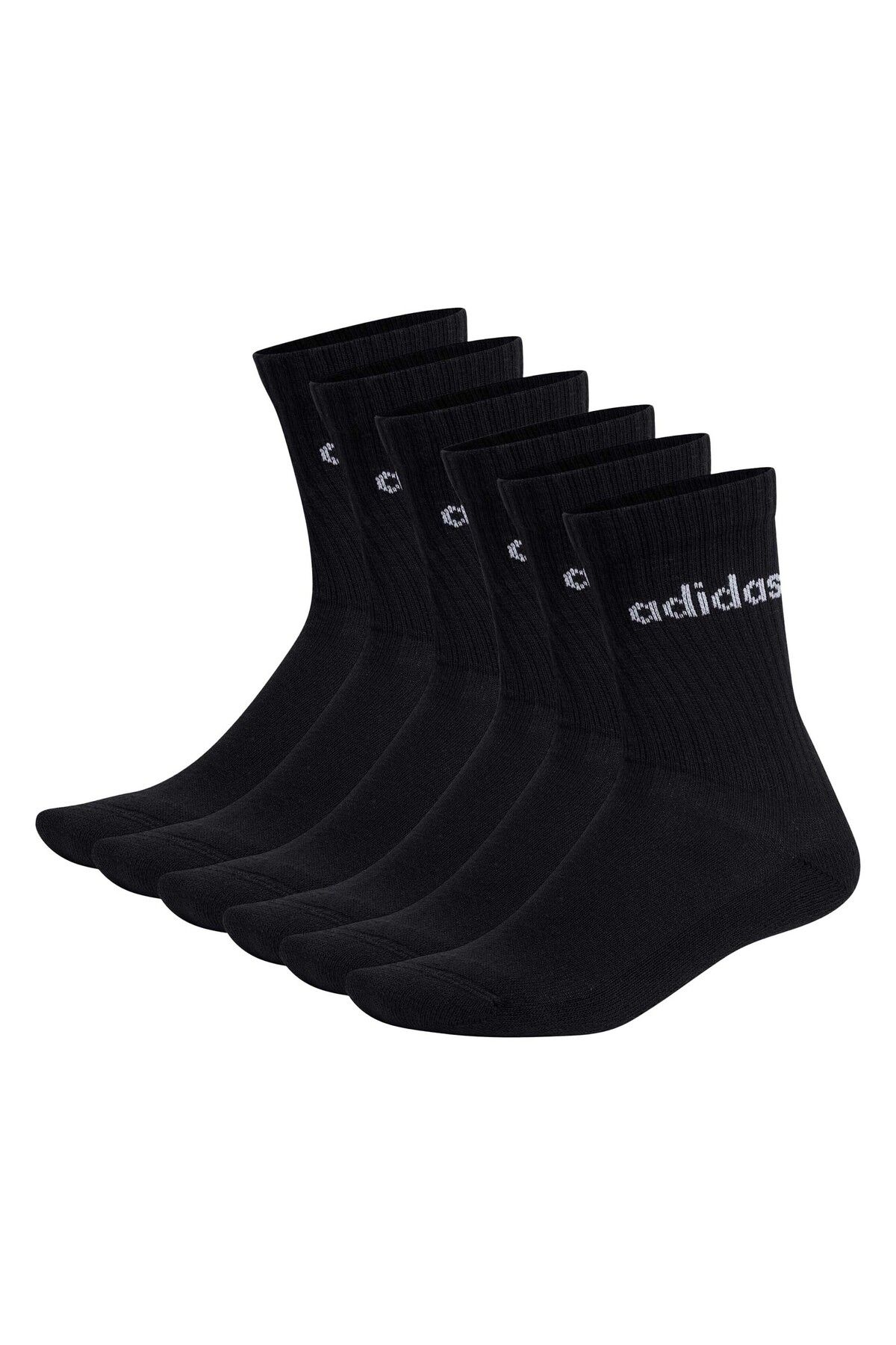 adidas-Unisex Socken, 6er Pack - Linear Crew Cushioned, Logo, gepolstert, einfarbig 1