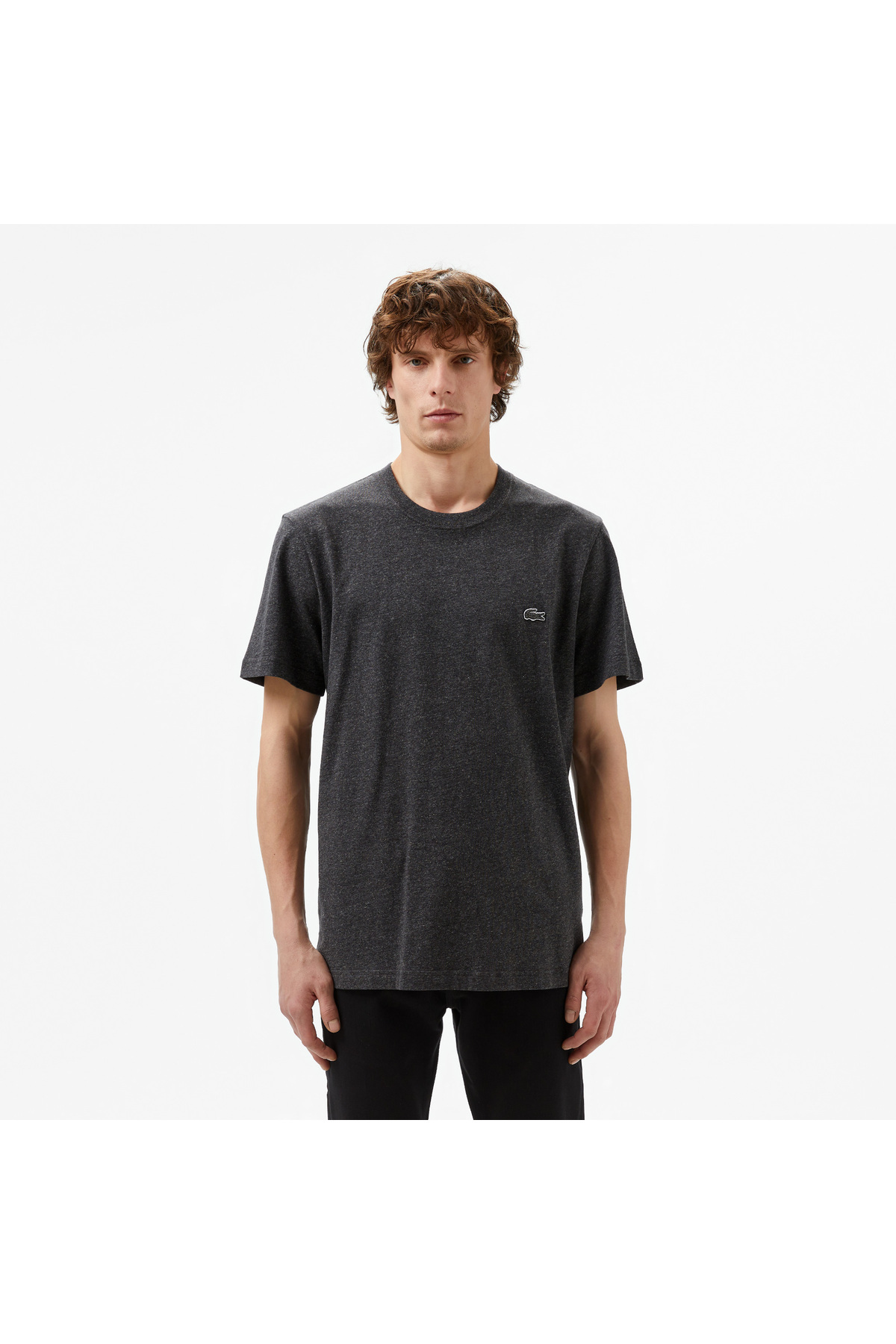 Erkek Regular Fit Bisiklet Yaka Koyu Gri T-shirt