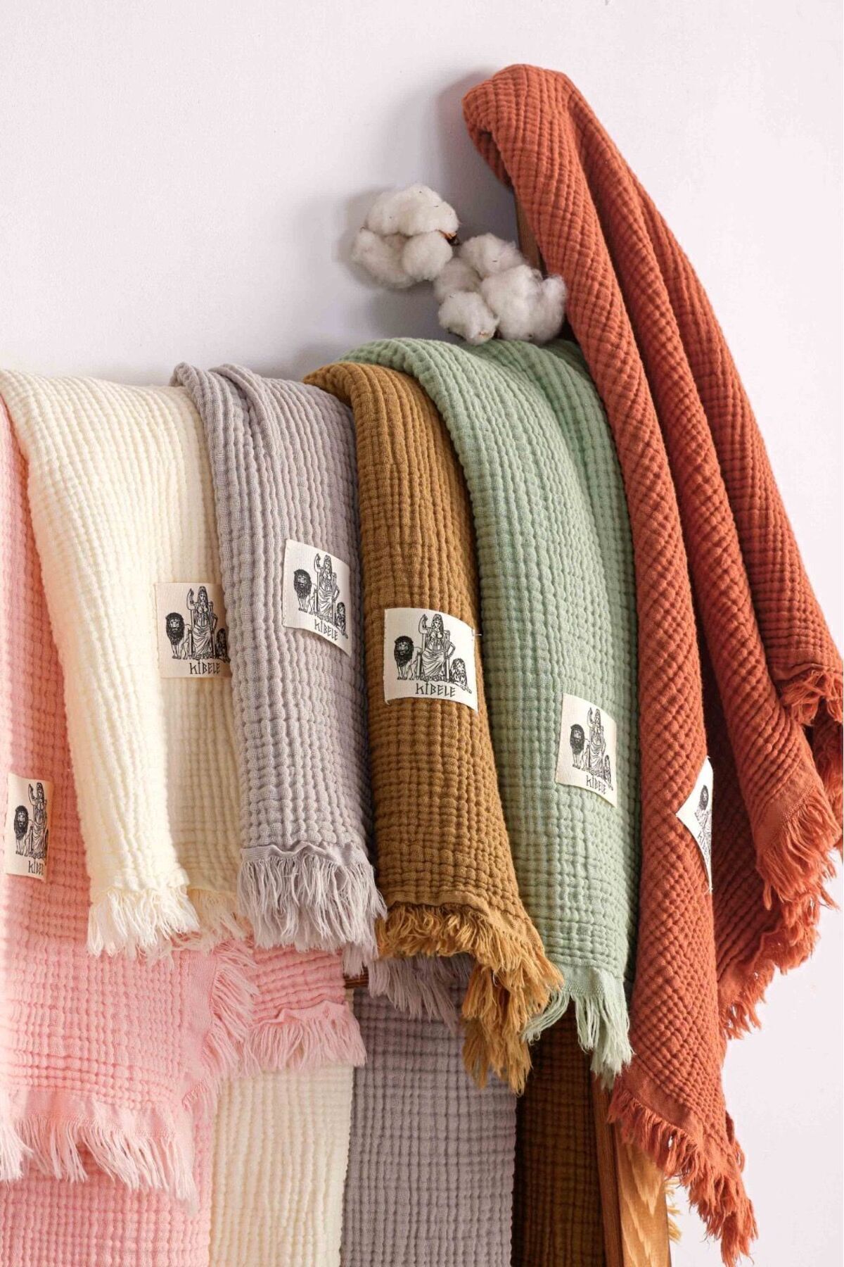 Kibele Kiremit 4 Katlı Müslin Püsküllü Bebek & Çocuk Battaniyesi %100 Pamuk 80x110cm fotoğrafı 6 (önizleme)