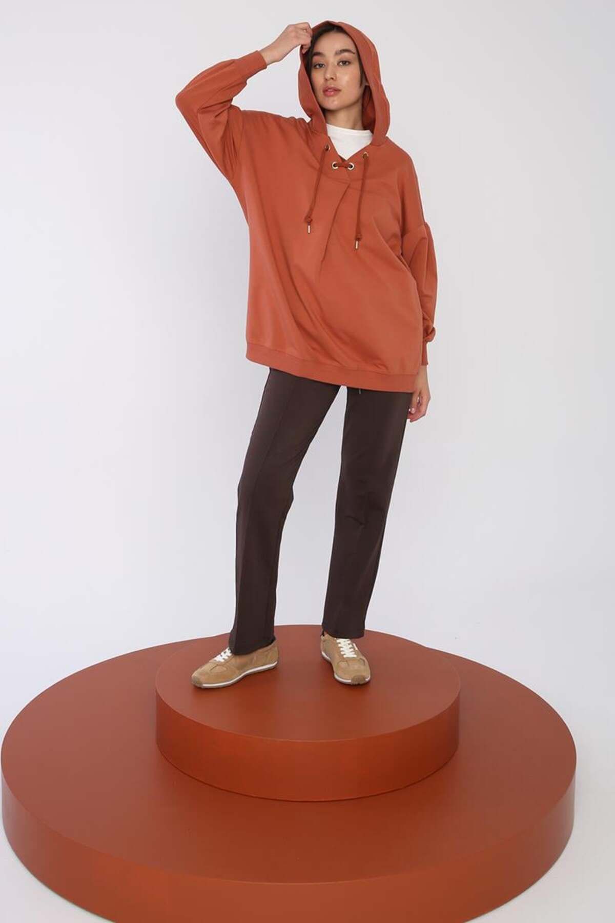 ALLDAY-Суитшърт с качулка и яка Cinnamon Oversize 1