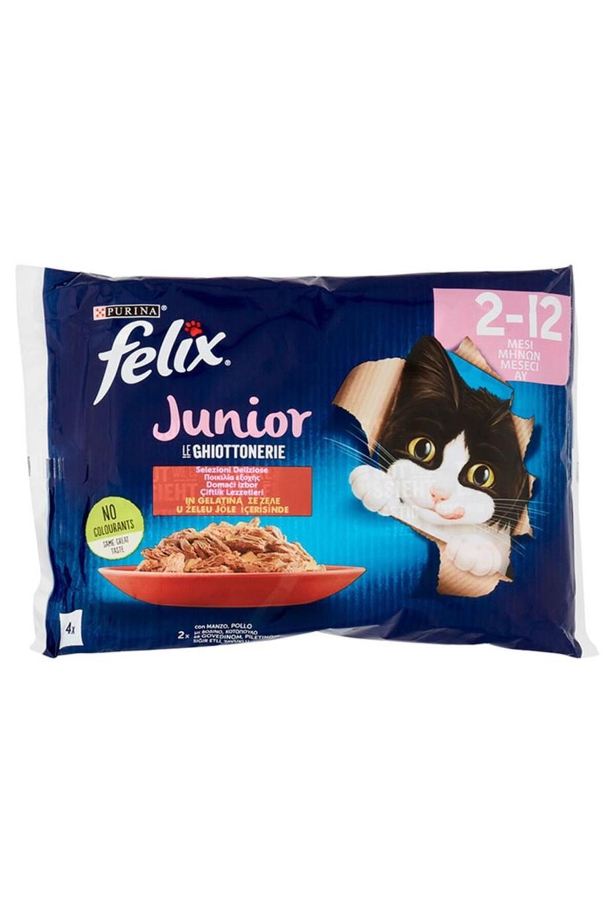 FELIX Multipack Junior Sığır Etli Ve Tavuklu Yavru Kedi Konservesi 4x85 gr