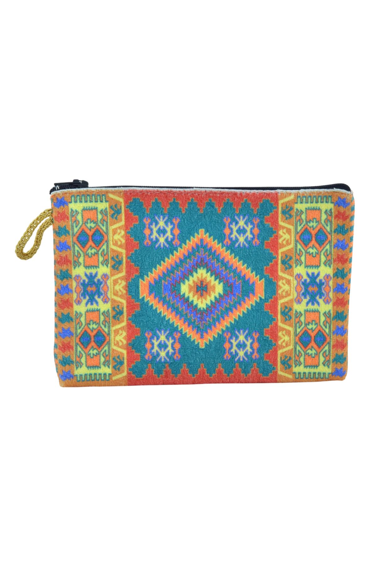 HitDukkan Kilim Desenli Fermuarlı Cüzdan El Çantası M2 (11cmx16,5cm)