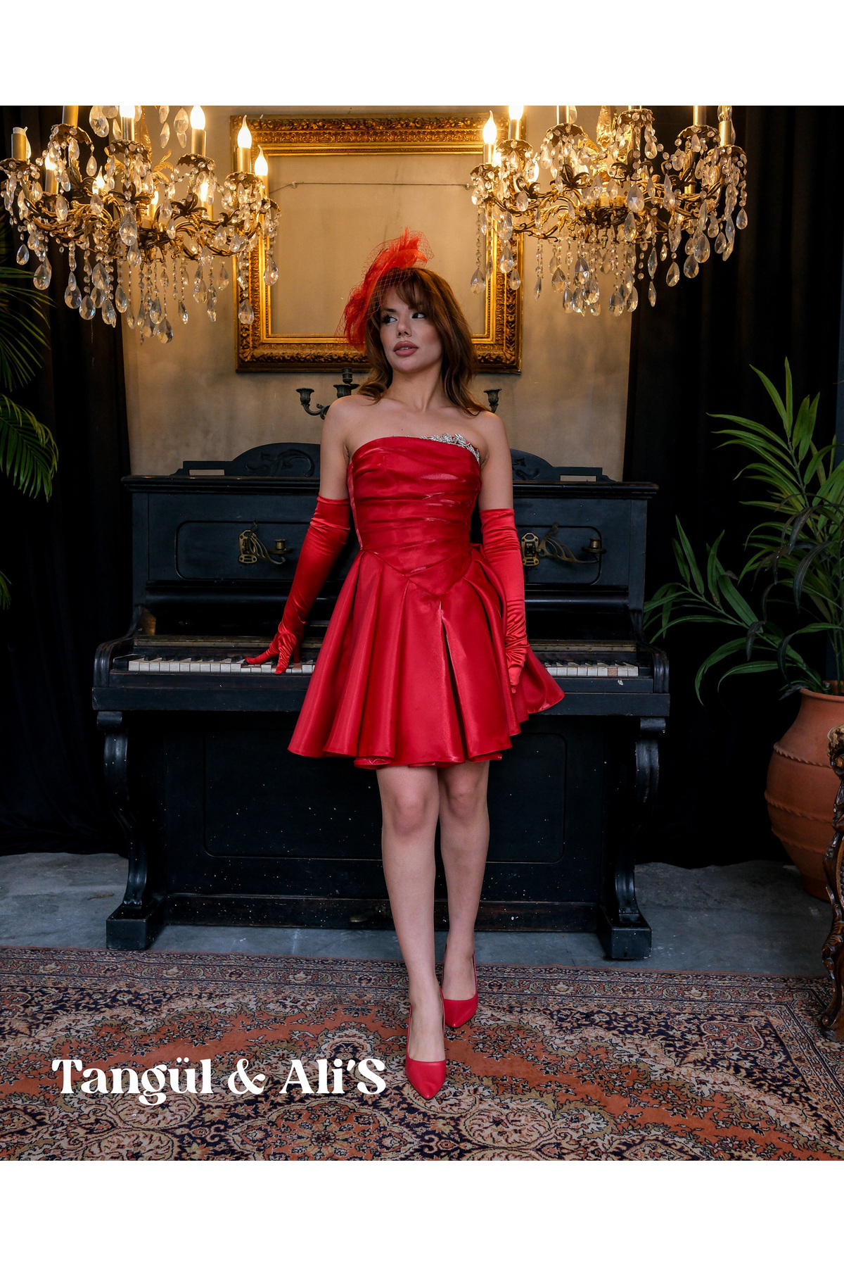 Mini Red Lisbon Dress with Stone