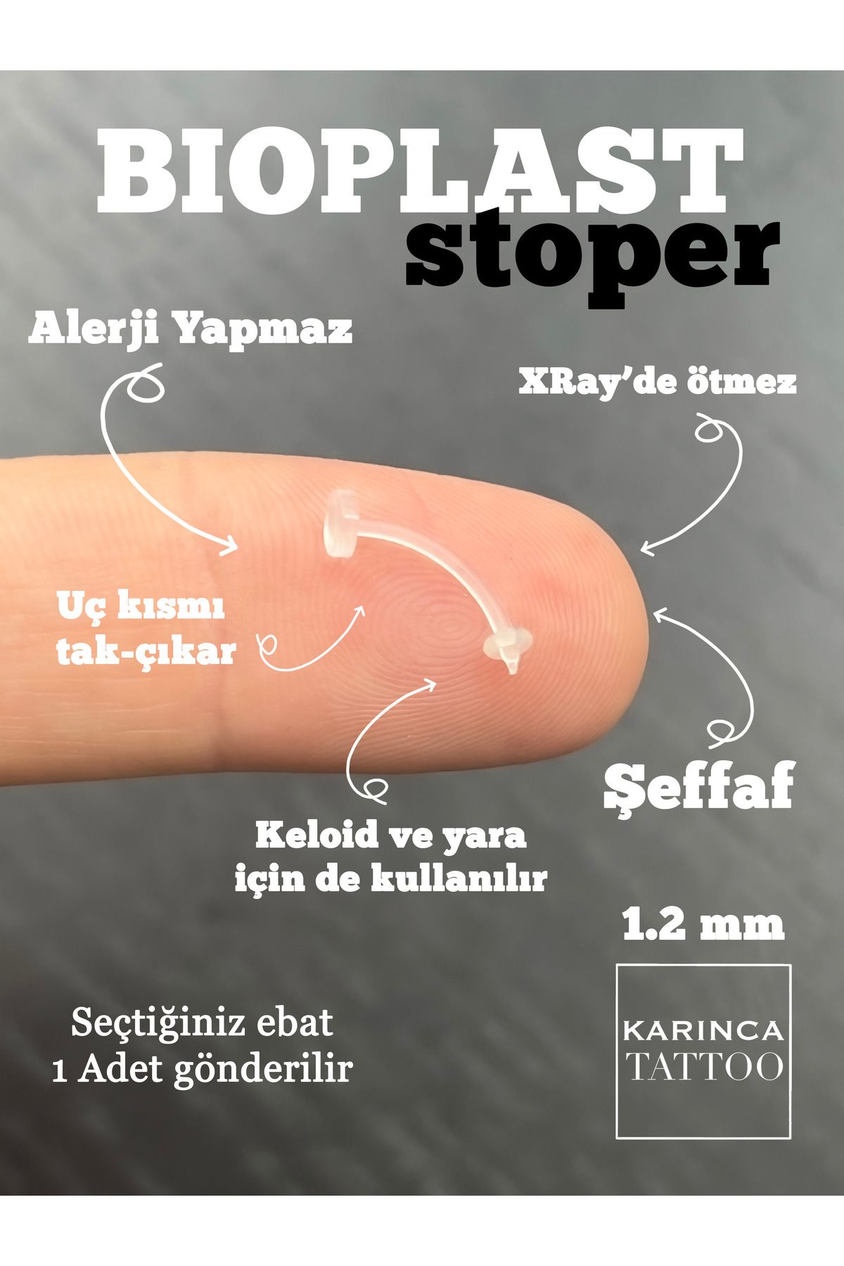 Karınca Piercing-Bioplast Piercing Stopper - Allergy Keloid Wound, Banana Bell Eyebrow Conch Tragus Lip Helix Ear 3