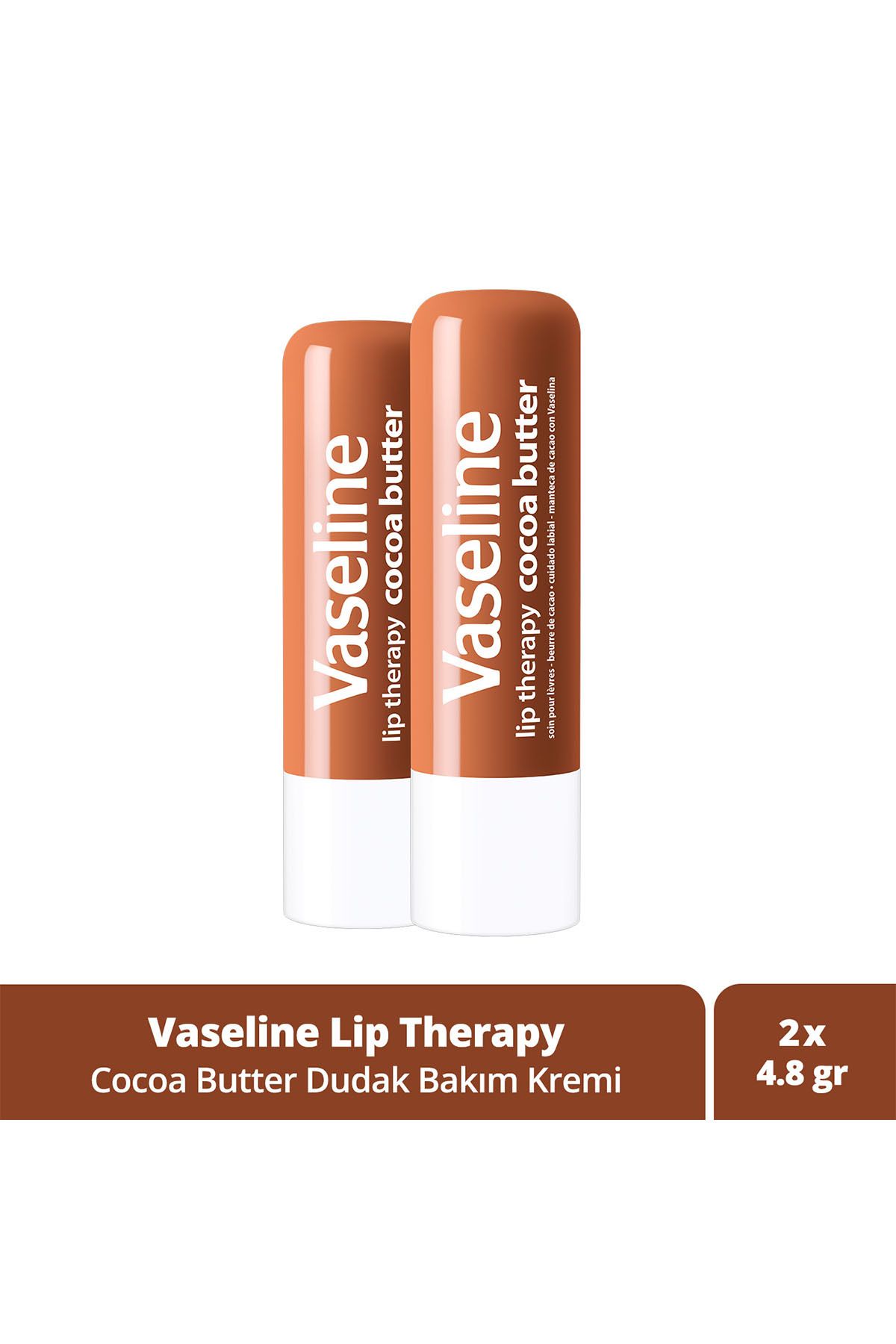 Vaseline Lip Therapy Dudak Bakım Kremi Cocoa Butter 4.8 gr x2