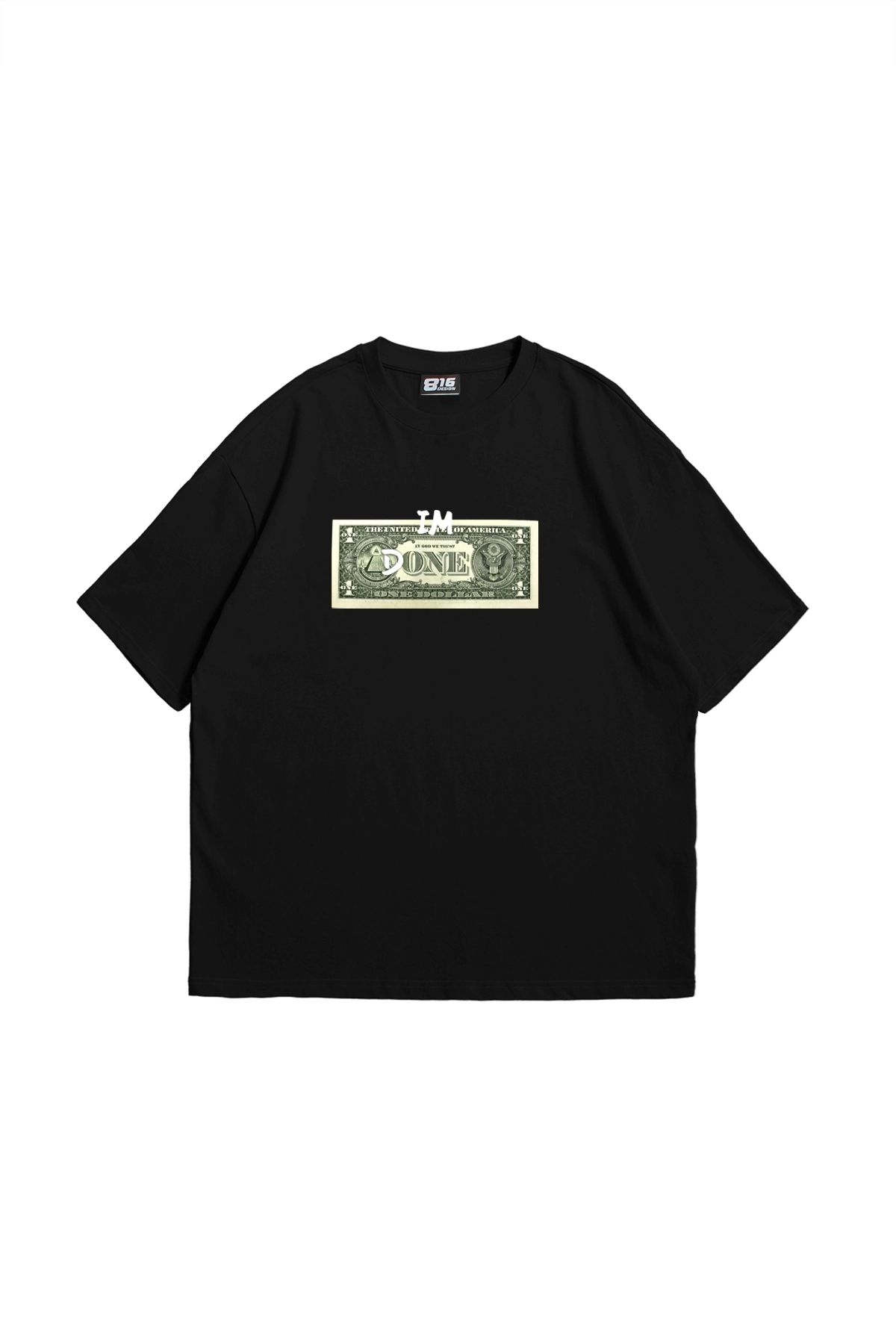 Tarzsokak Dollar Baskılı Oversize Unisex Siyah