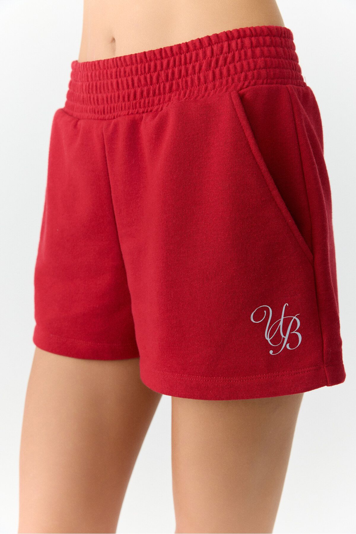 Urban Beat-Urbanbeat Damen-Shorts mit elastischem Bund und Taschendruck, Relaxed Red Shorts 6