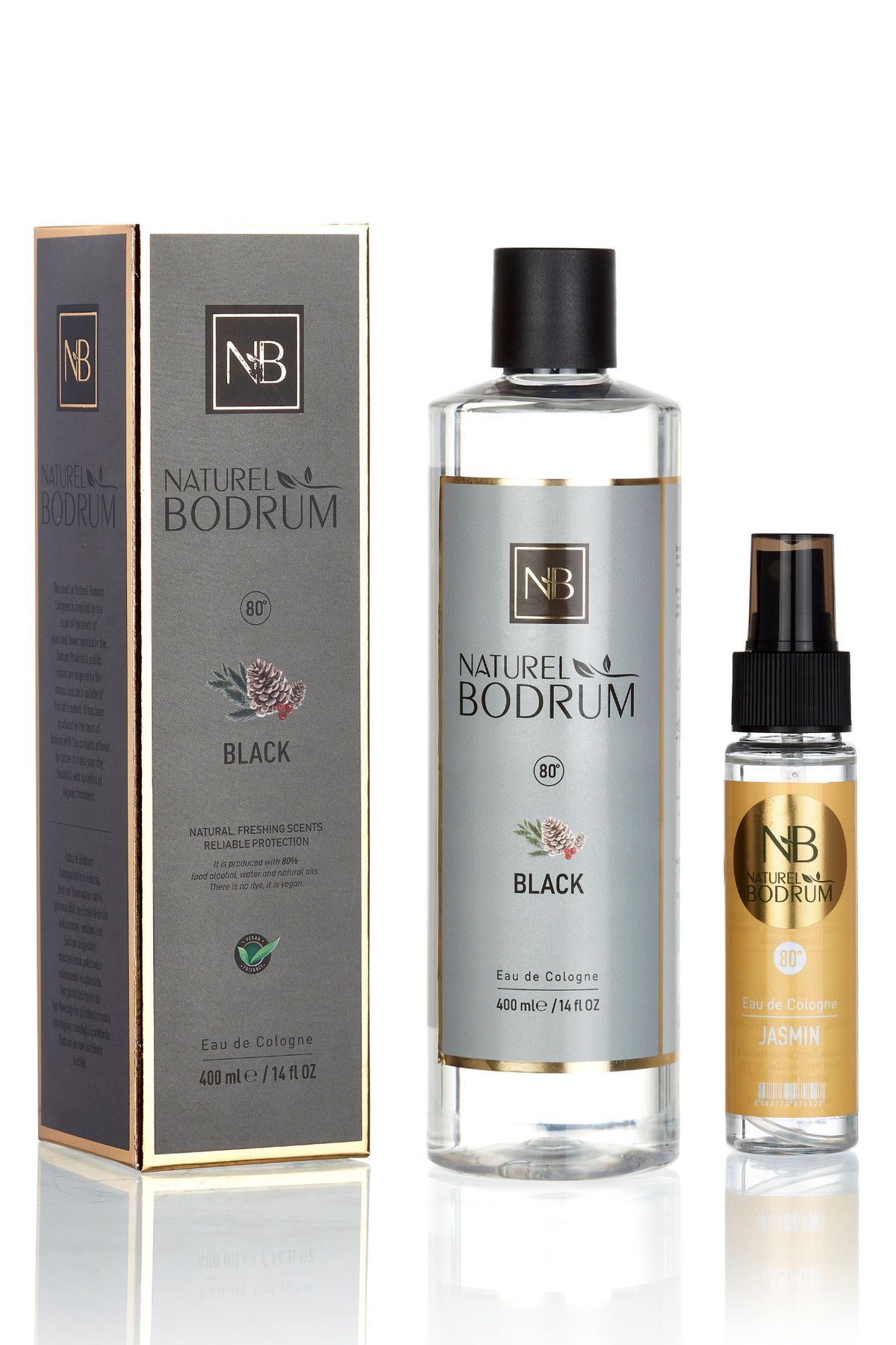 Naturel Bodrum Kolonya Black 400ml & Yasemin 60ml