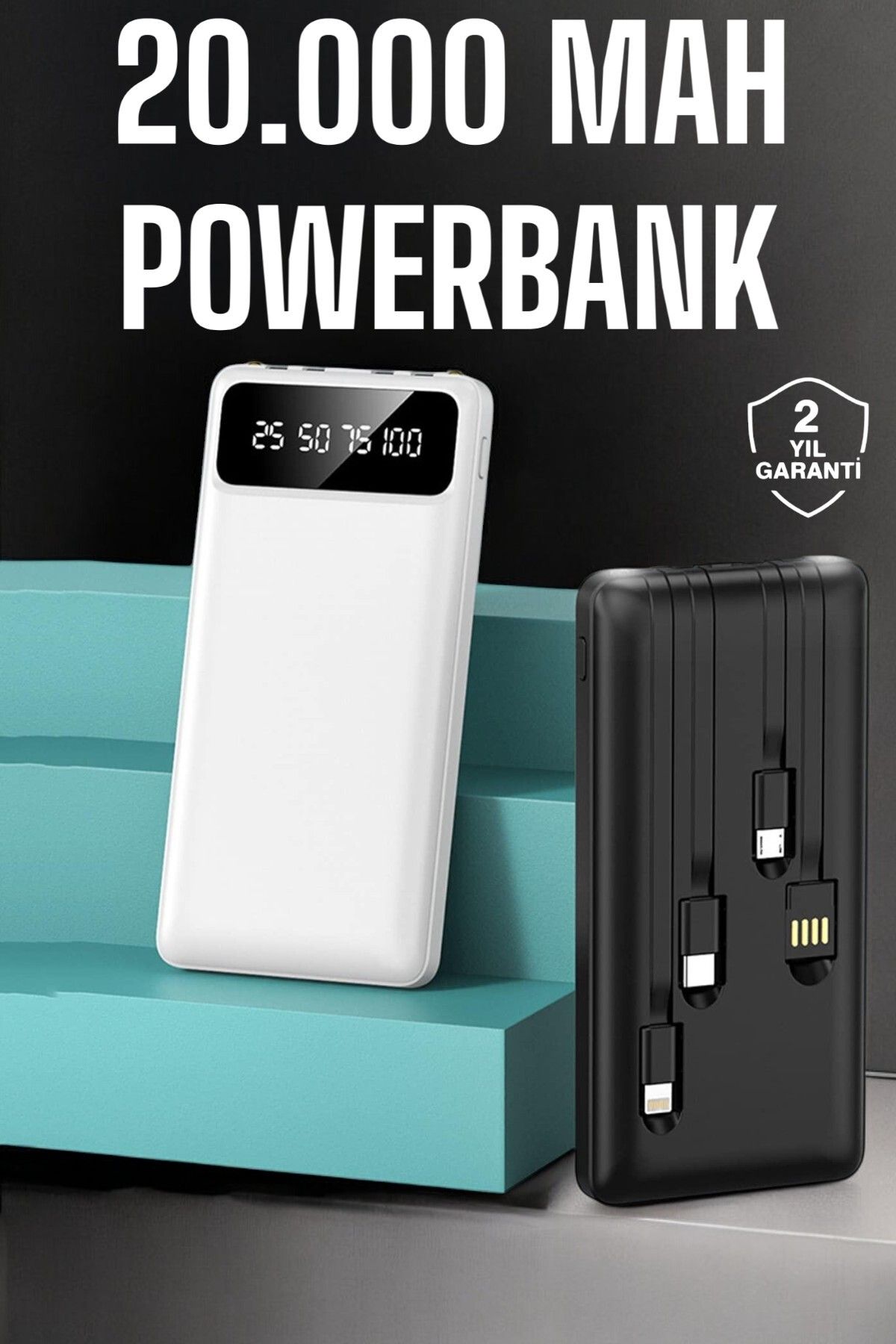 techthore Powerbank 20.000 Mah Dijital Göstergeli LCD Ekran Uzun Pil Ömrü