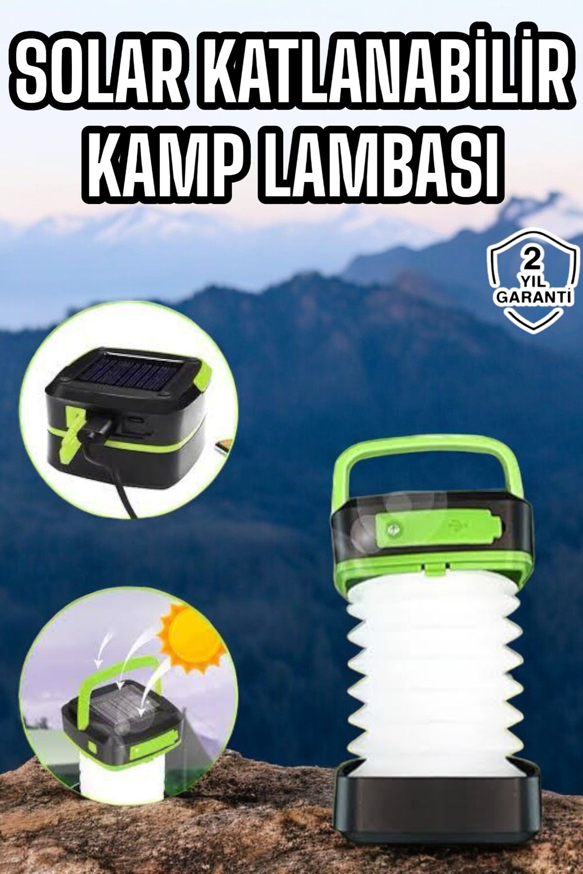 ASTRALTECH Güneş Enerjili Led Lamba Kamp Lambası Katlanabilir Lamba USB Şarjlı