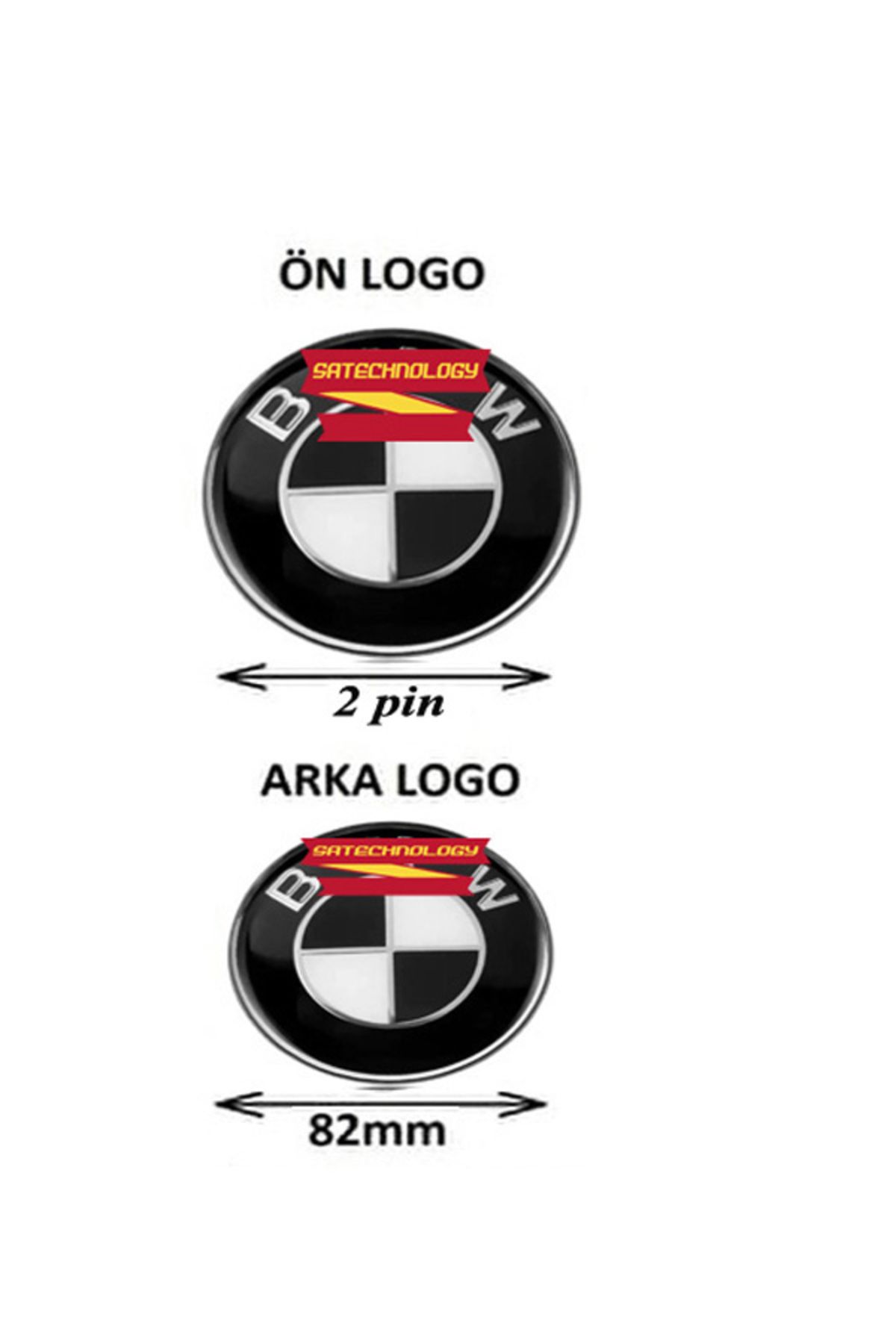 SATECHNOLOGY Bmw f10 kasa ön kaput ve bagaj logosu SİYAH BEYAZ 2li(F10,F07,F11,F18,E63,E64,E81,E87)