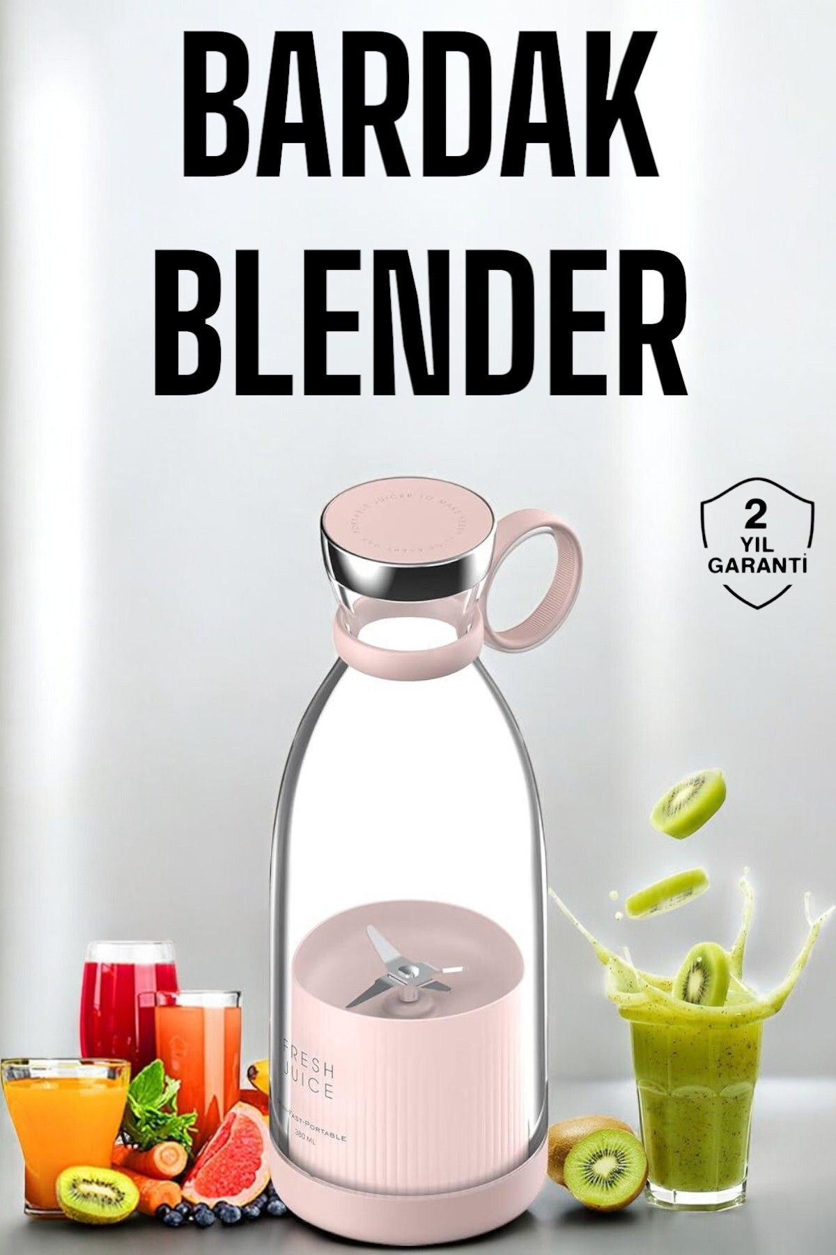 teknodayım Bardak Blender Smoothie Meyve Sıkacağı Şarjlı Cam Taşınabilir