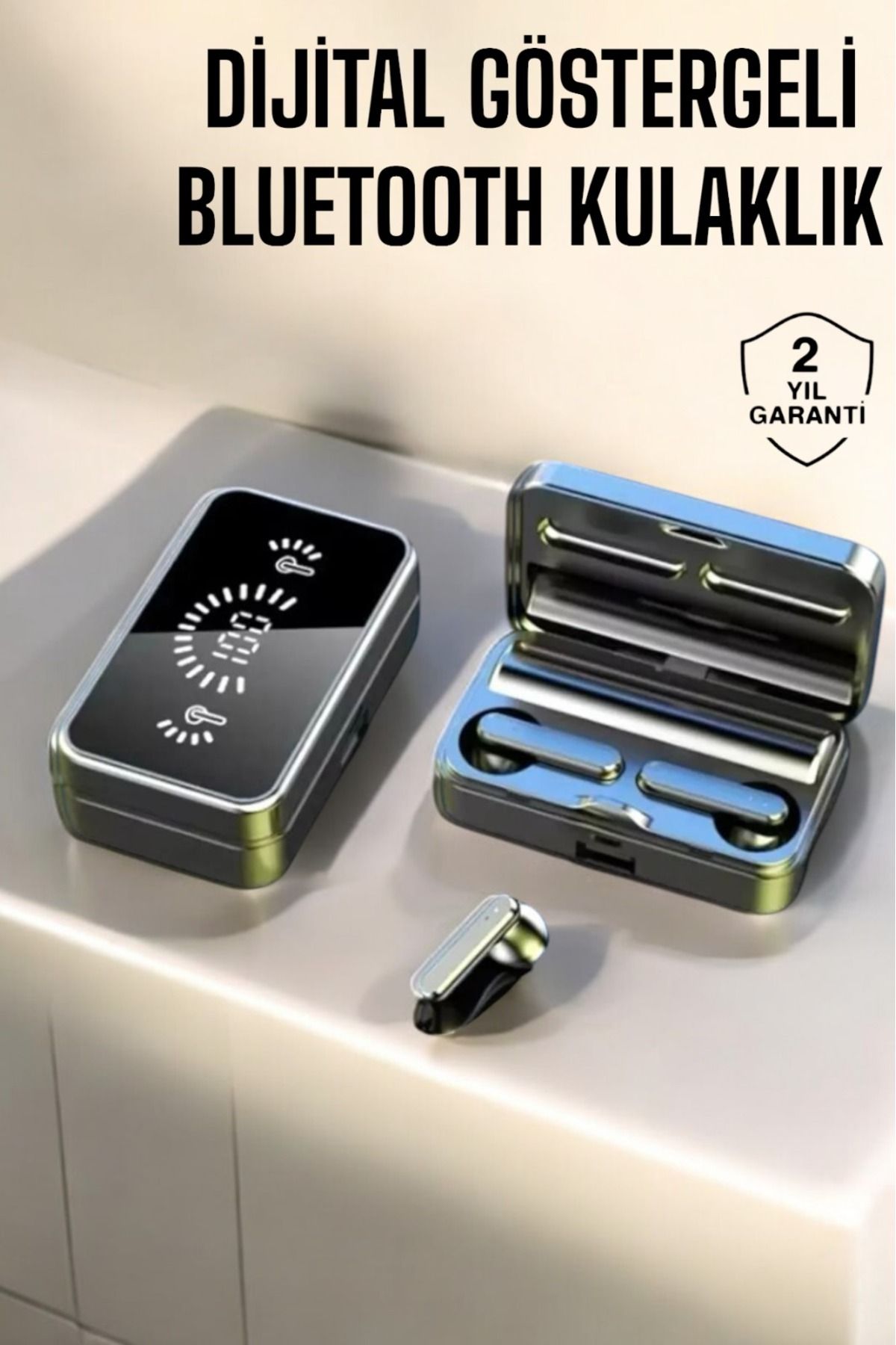 esey ticaret Aynalı Bluetooth Kulaklık Telefon Standlı Dijital Göstergeli