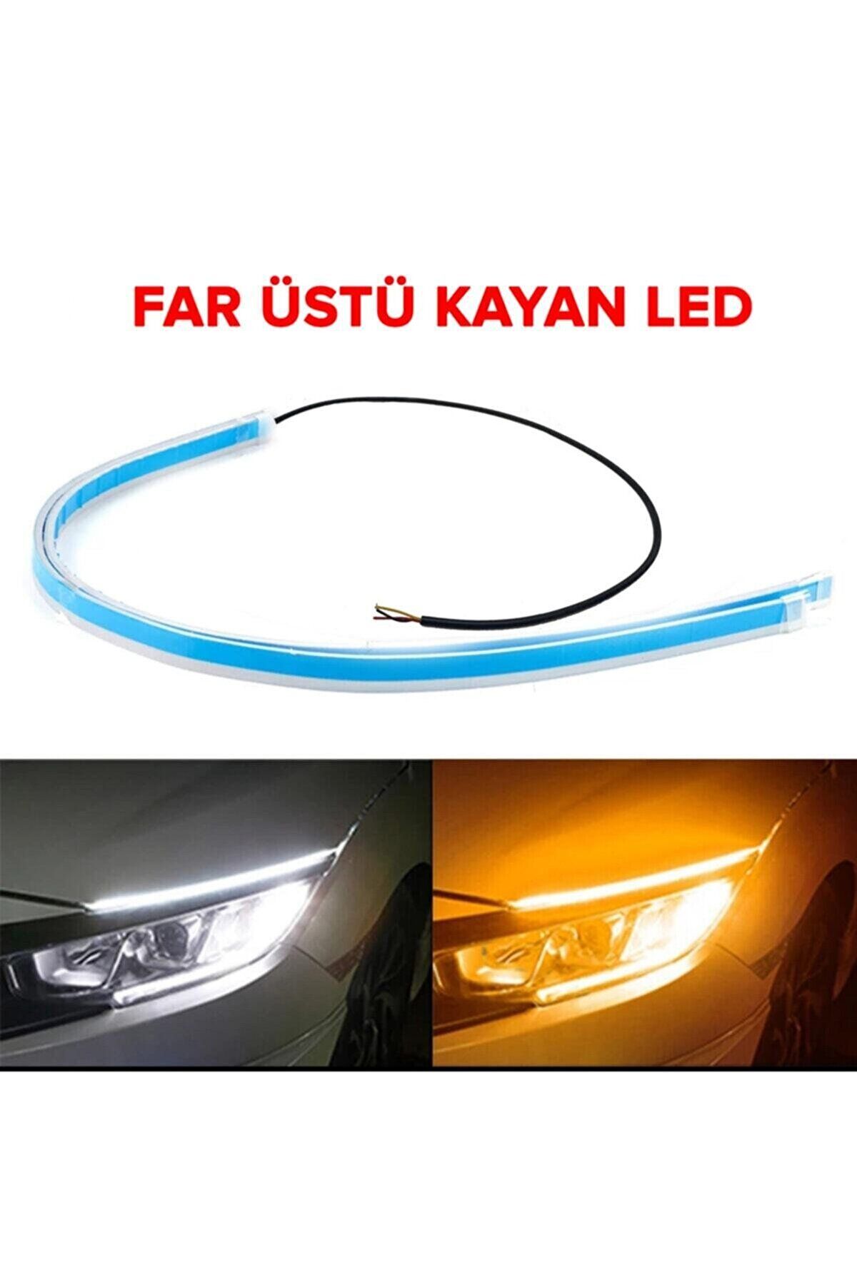 Rukye Shop Far Üstü Kayar Led Açılış Animasyonlu Selamlamalı Sinyalli Far Kayar Led 60cm 2 Adet