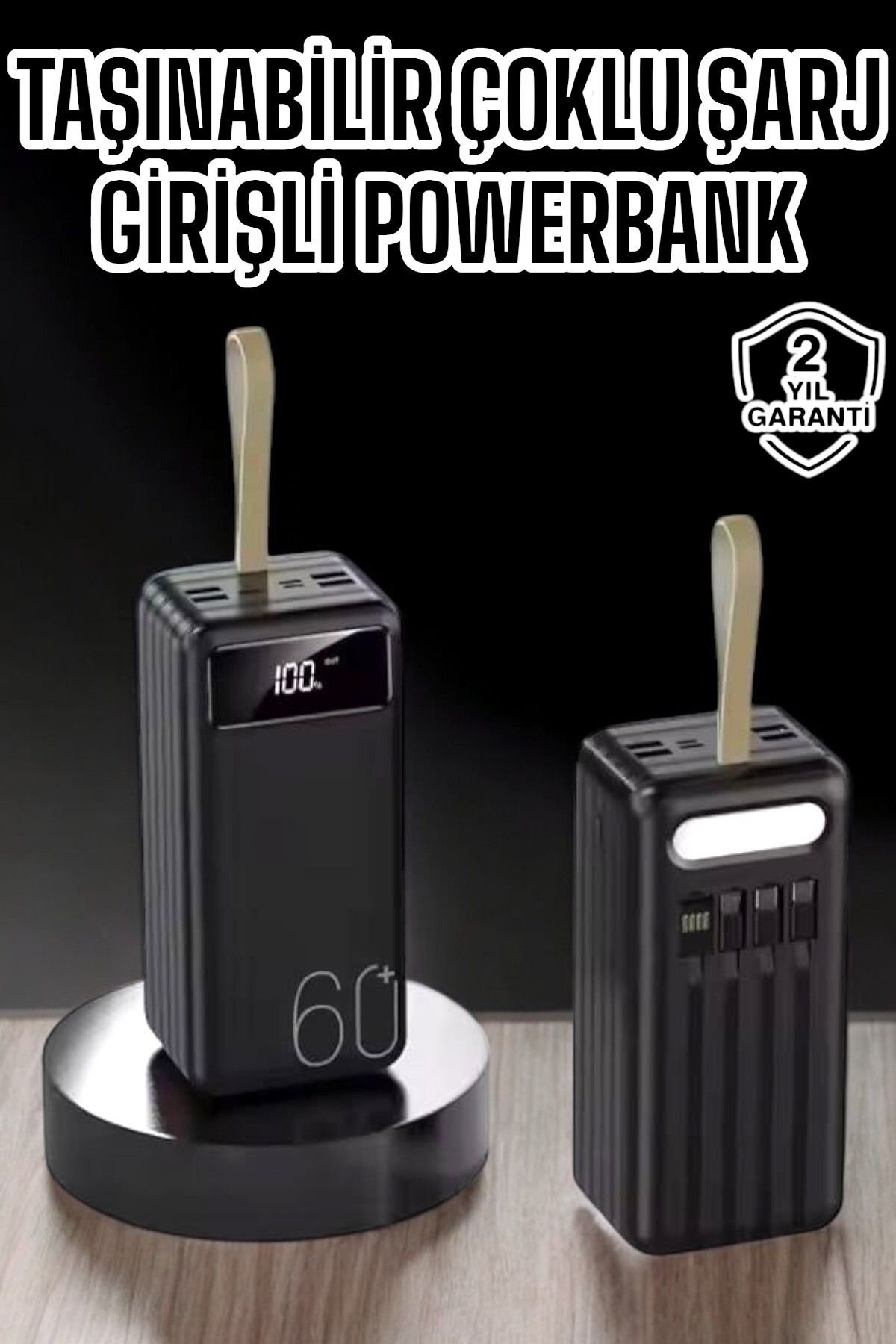 BellaThec Dijital Ekranlı 60.000 mAh Powerbank - Çoklu Cihaz Şarjı İçin 4 Çıkışlı Güç Deposu