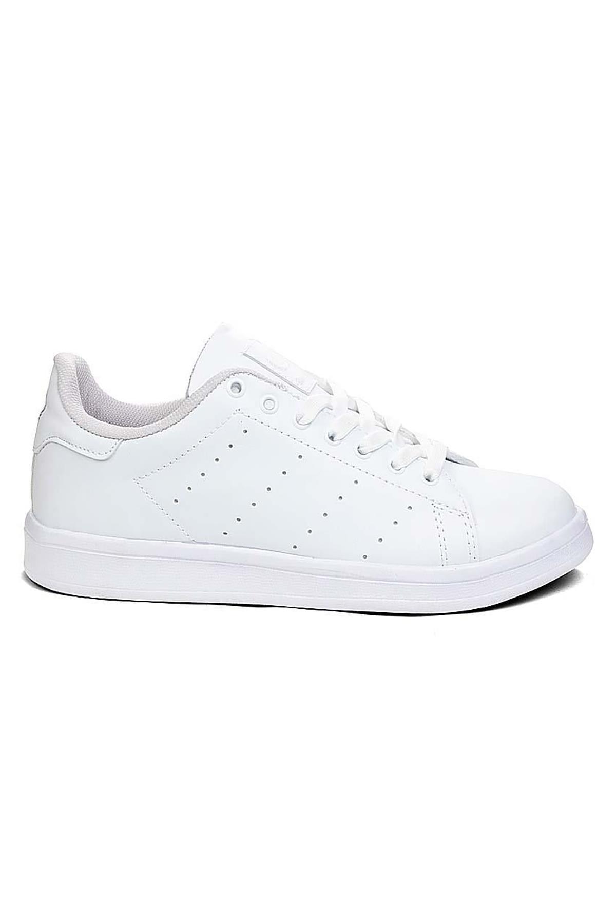 Bls White Lace-Up Skin Women's Sports Shoes