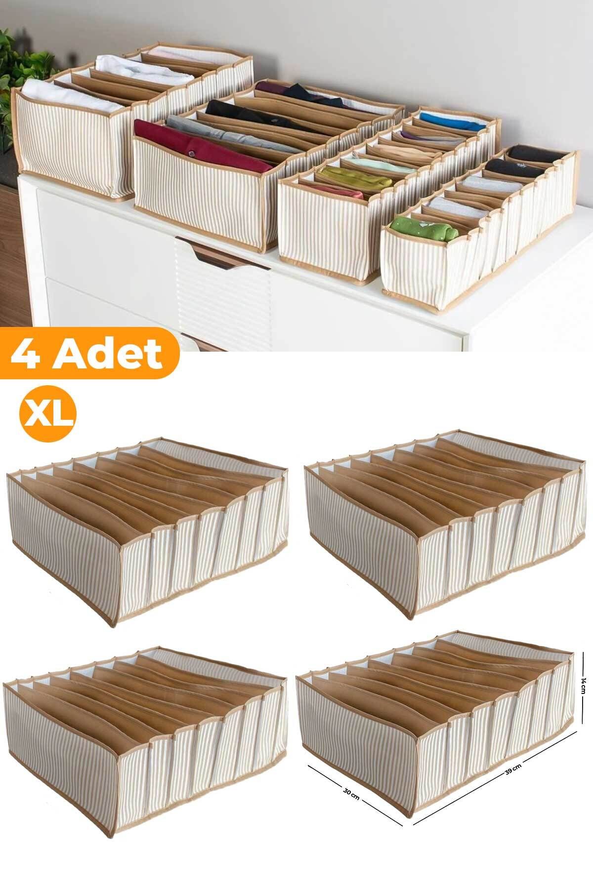 Serstil Organizator Cu Dungi Bej Cu 8 Ochi - Xlarge 30 X 39 X 14 Cm 4 Buc. - Mărime unică