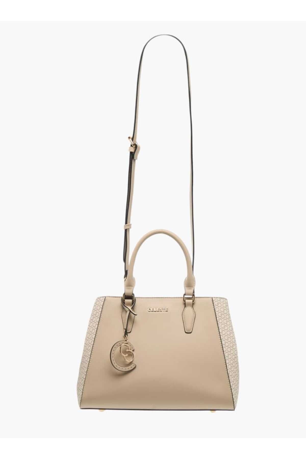 Celeste-Celeste Monogram Print Tote Bag with Adjustable Strap and Zip Closure 2
