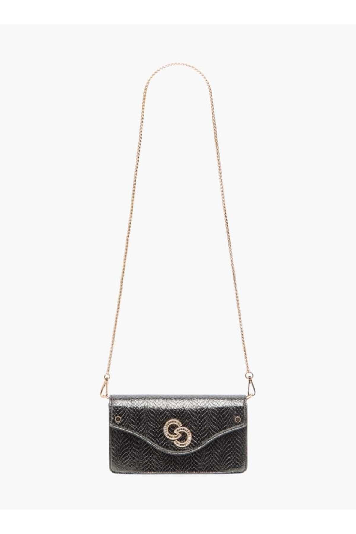 Celeste-Textured Crossbody Bag with Button Closure and Chain Strap 2
