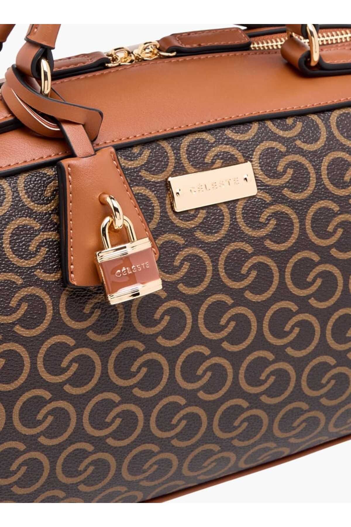 Celeste-Monogram Print Tote Bag with Detachable Strap 4
