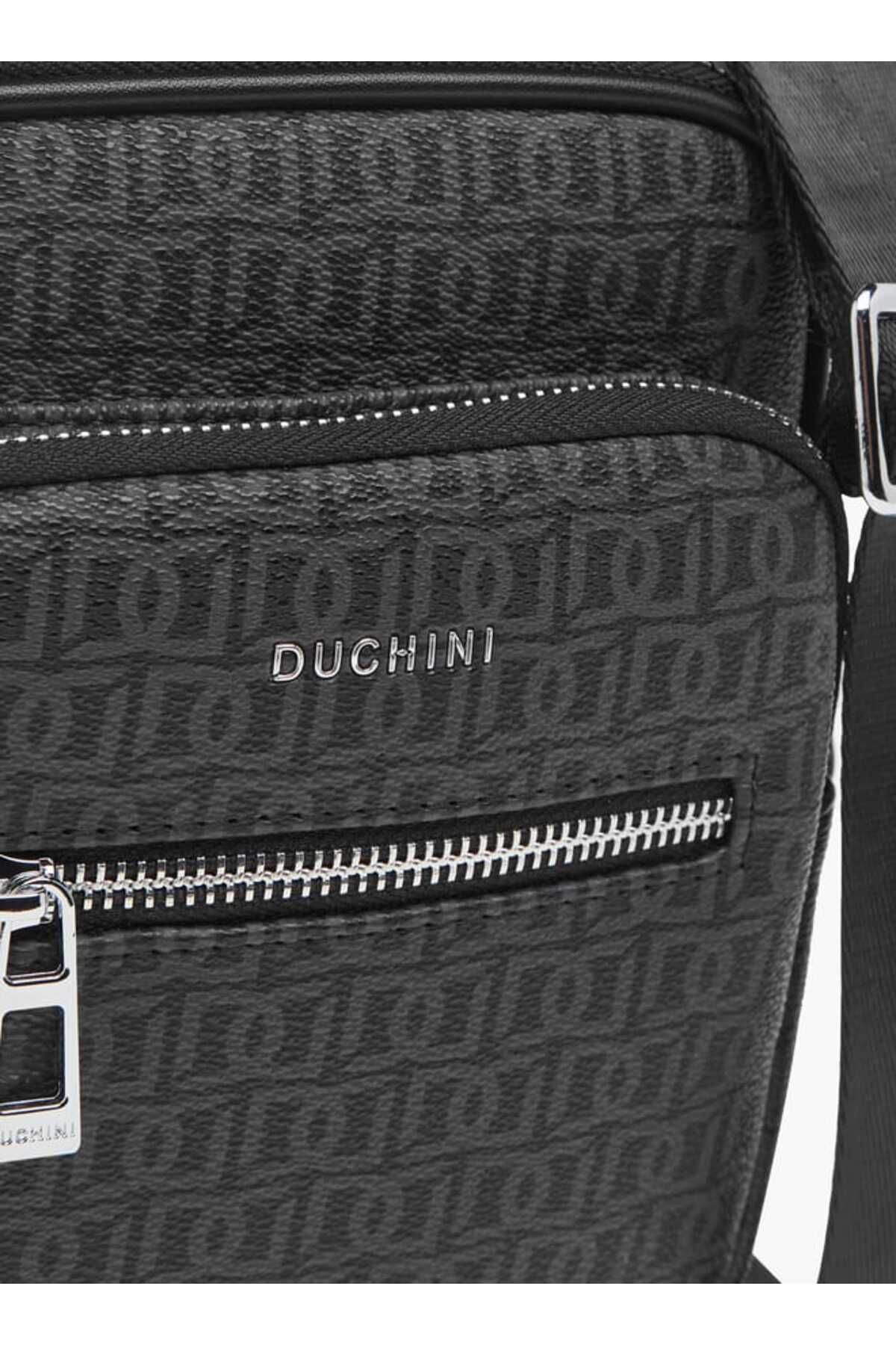 Duchini-حقيبة كروس بطبعة مونوغرام مع سحاب للإغلاق وحزام قابل للتعديل 4