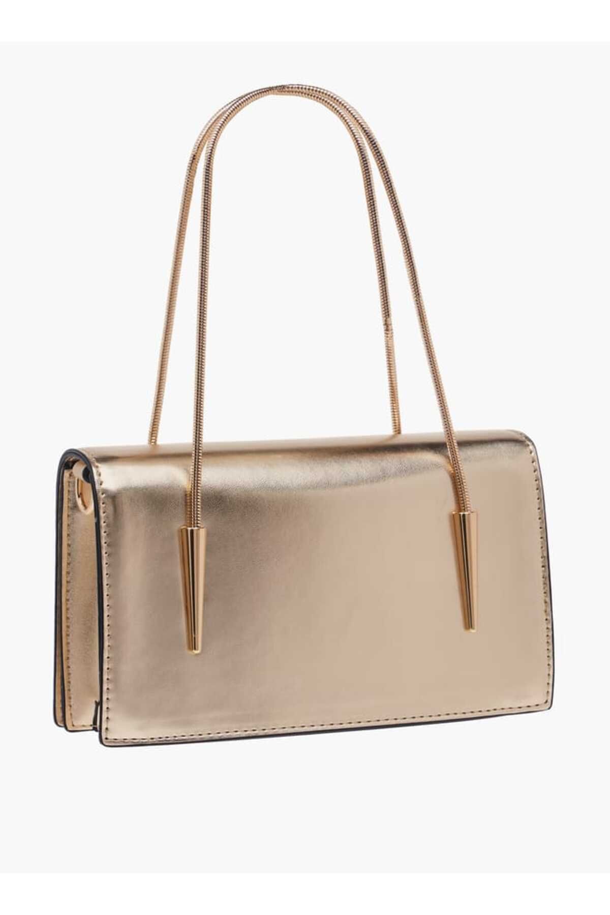 Celeste-Solid Crossbody Bag with Button Closure and Chain Strap 3