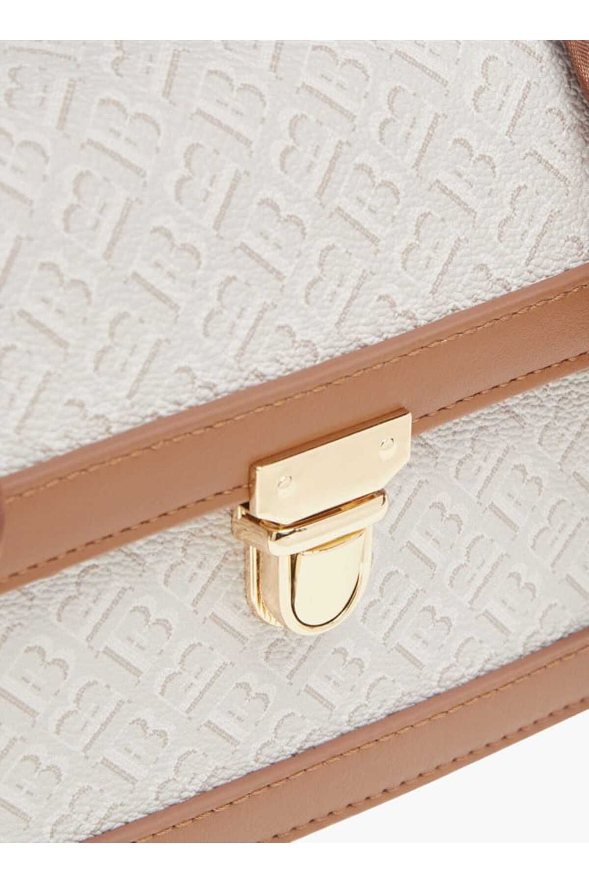 Flora Bella by Shoexpress-Flora Bella Monogram Print Satchel Bag with Grab Handle and Tuck Lock Closure 4