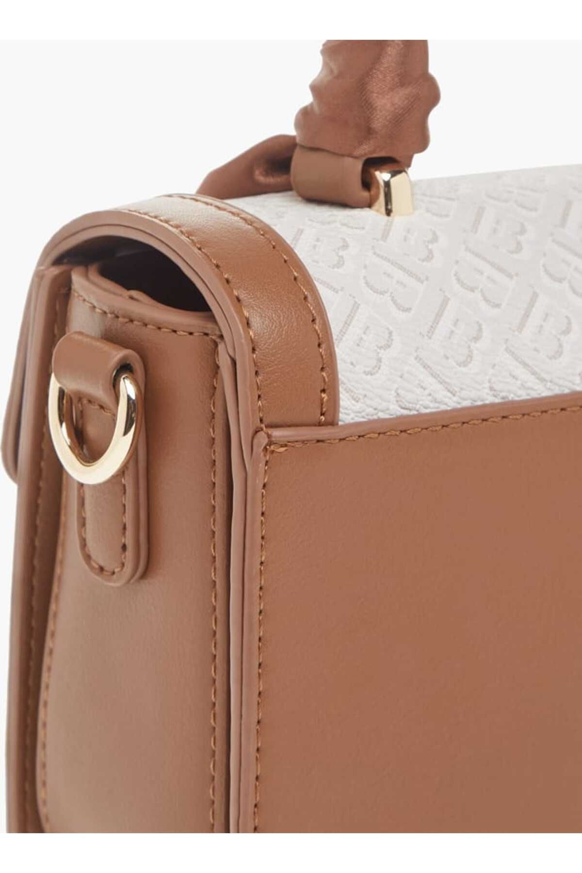Flora Bella by Shoexpress-Flora Bella Monogram Print Satchel Bag with Grab Handle and Tuck Lock Closure 5