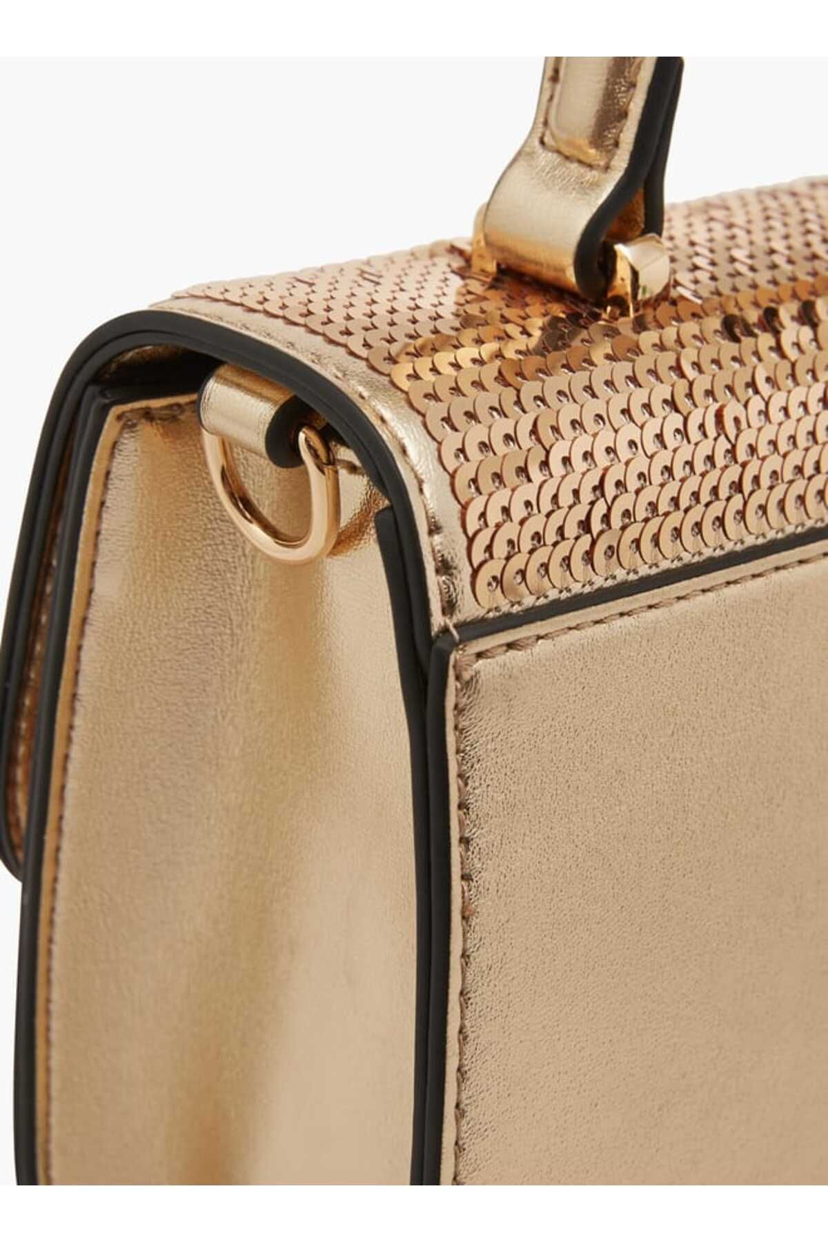 Celeste-Celeste Embellished Satchel Bag with Button Closure and Chain Strap 5