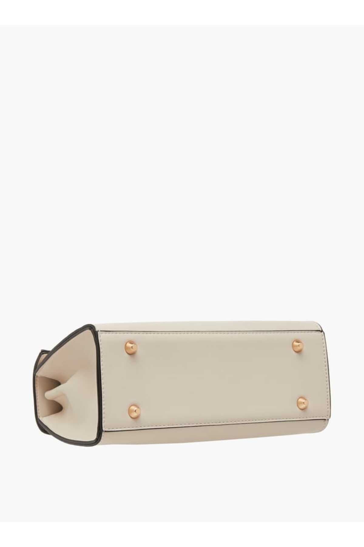 Celeste-Solid Satchel Bag with Detachable Strap and Button Closure 6
