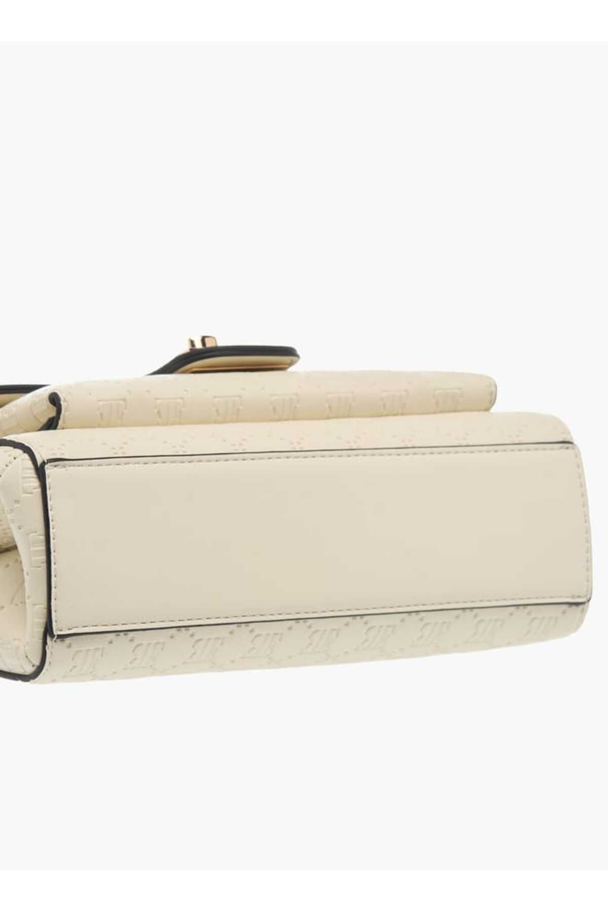 ELLE-Monogram Embossed Crossbody Bag with Chain Strap and Twist Lock Closure 6