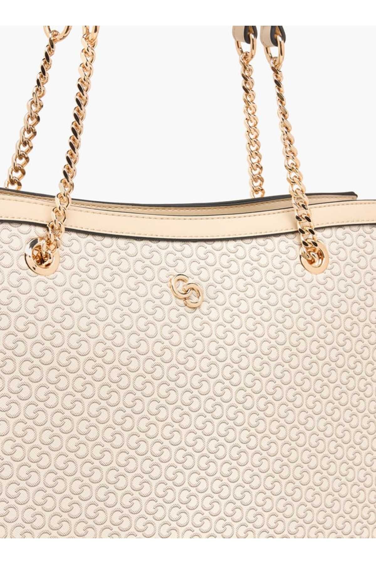 Celeste-Monogram Print Tote Bag with Double Handles and Zip Closure 5