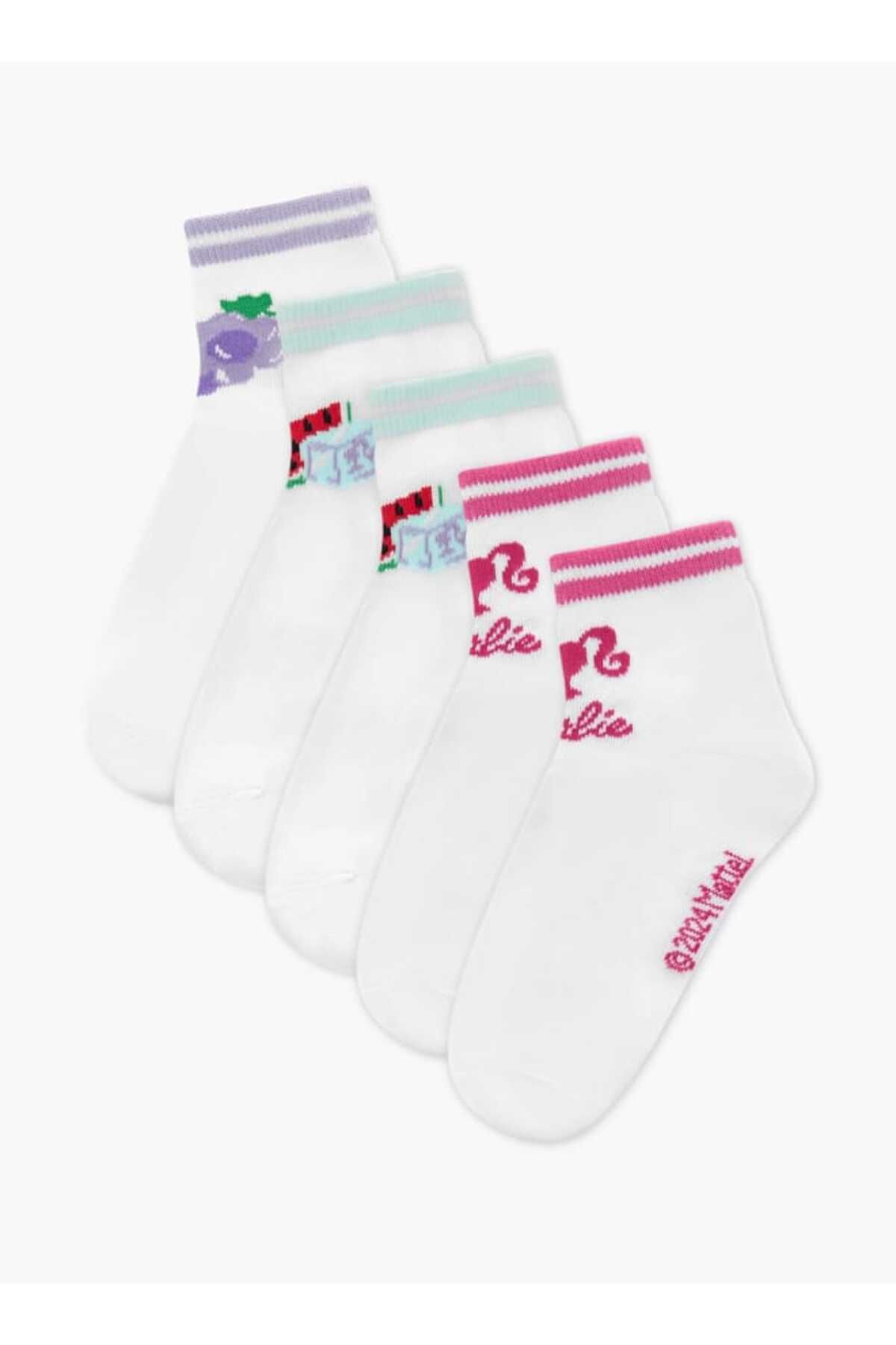 Barbie-Print Ankle Length Socks - Set of 5 1