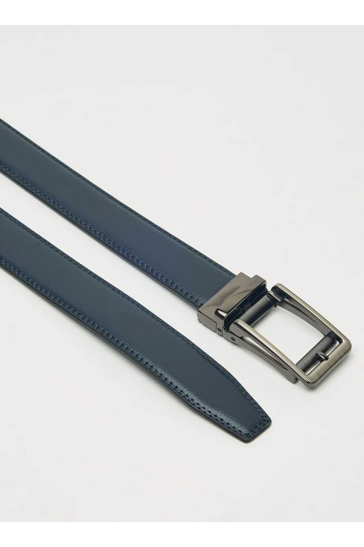 LBL by Shoexpress-LBL by Shoexpress Textured Reversible Belt with Pin Buckle Closure 4