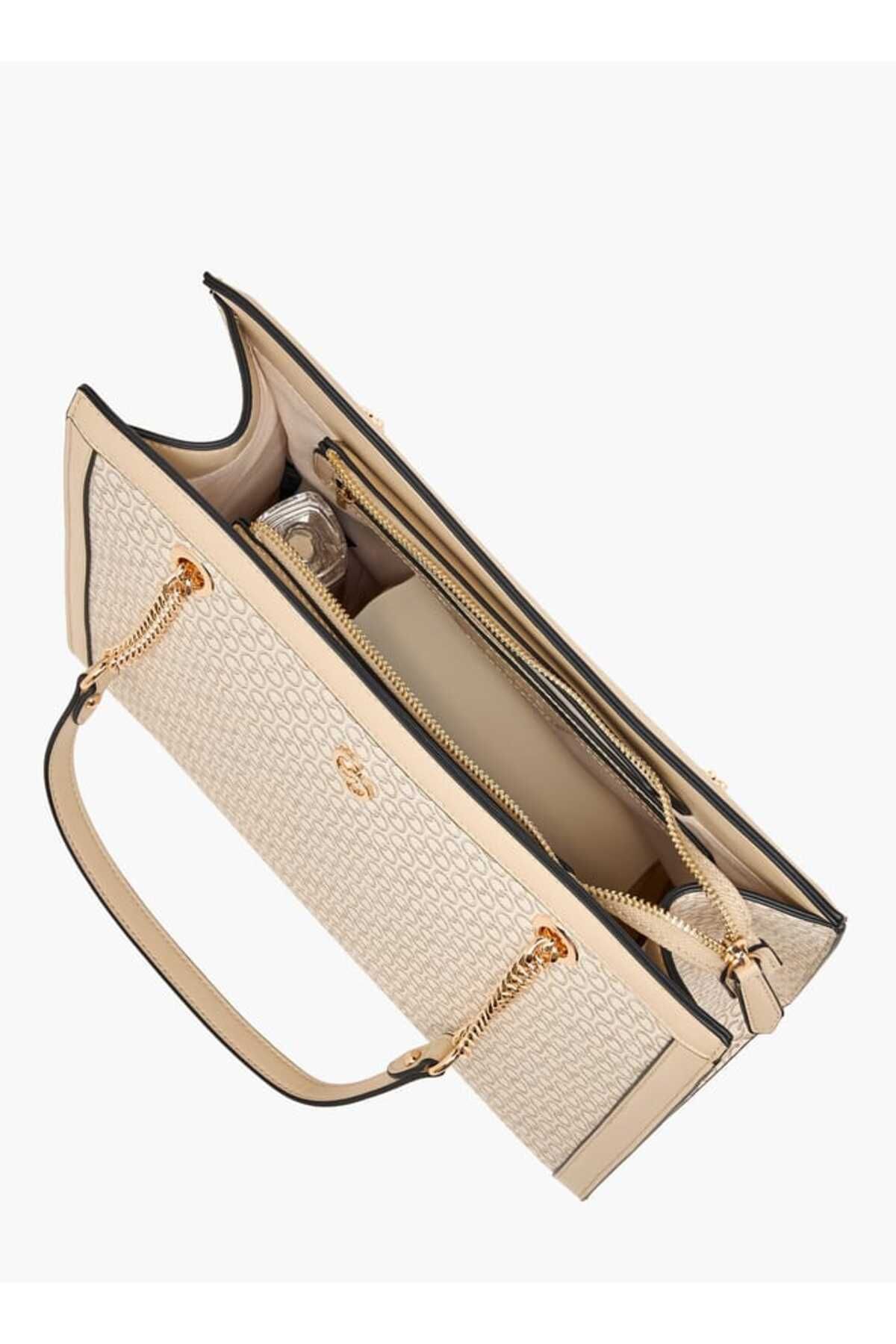 Celeste-Monogram Print Tote Bag with Double Handles and Zip Closure 8