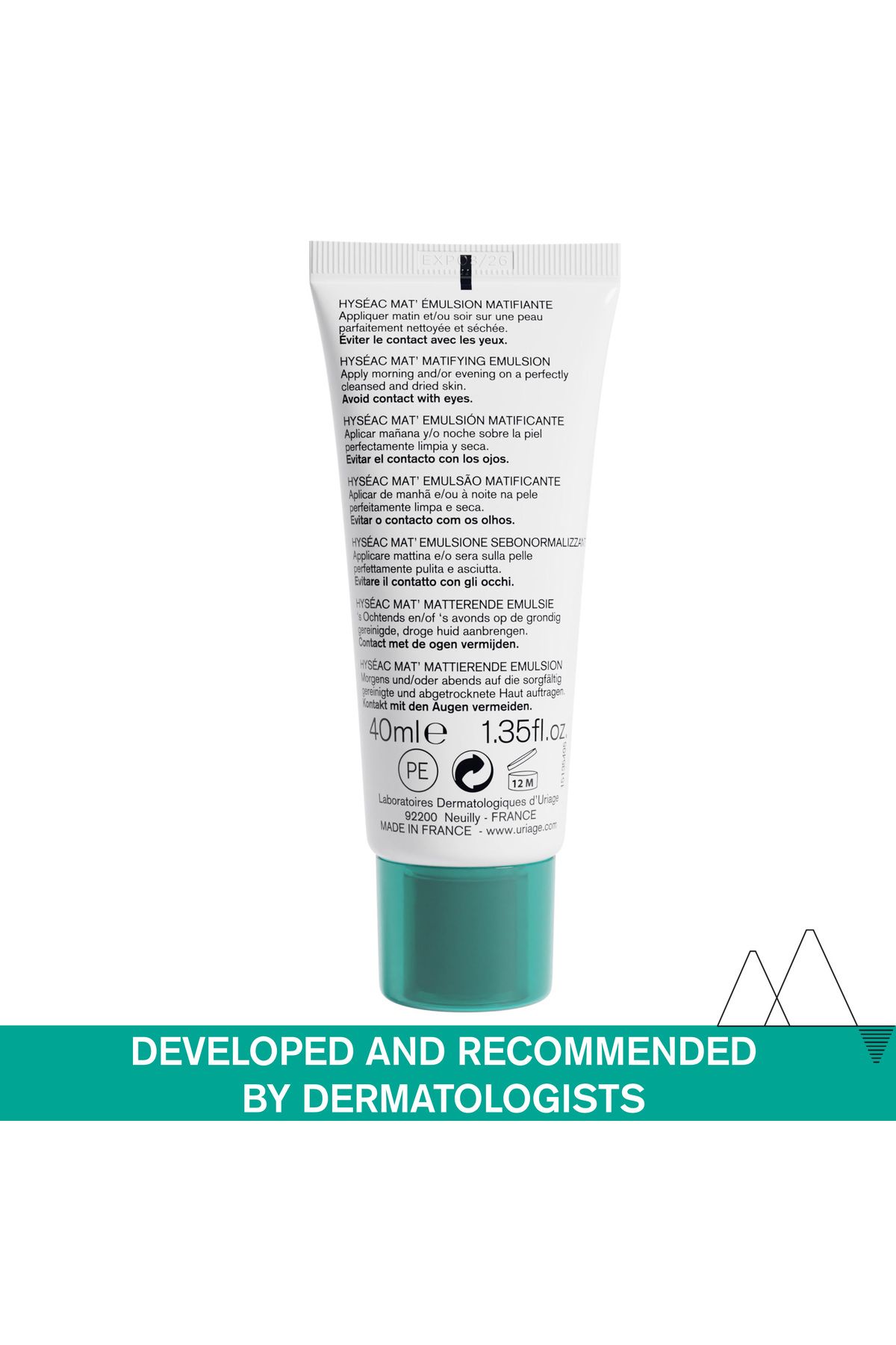 Uriage-Hyseac Mat 40 Ml - Mattifying and Moisturizing Emulsion Special for Combination and Oily Skin 2