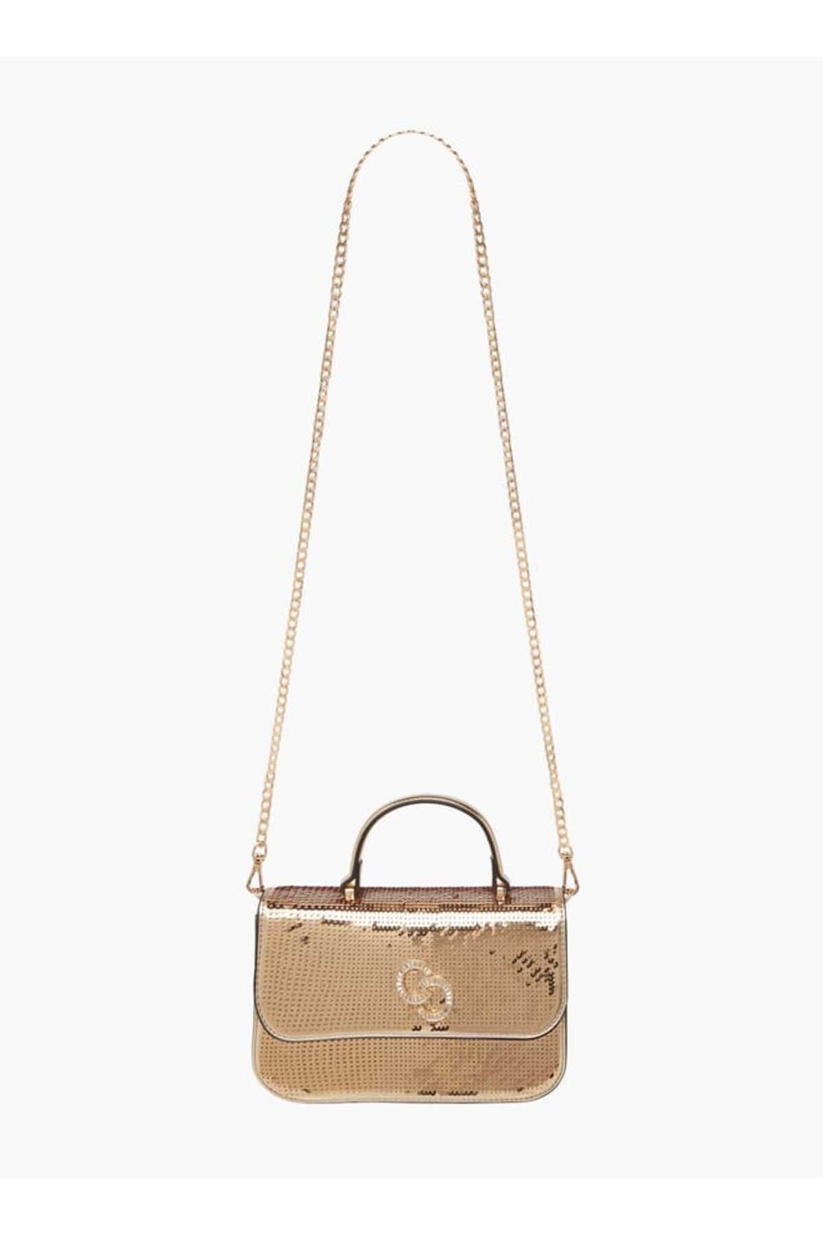 Celeste-Celeste Embellished Satchel Bag with Button Closure and Chain Strap 2