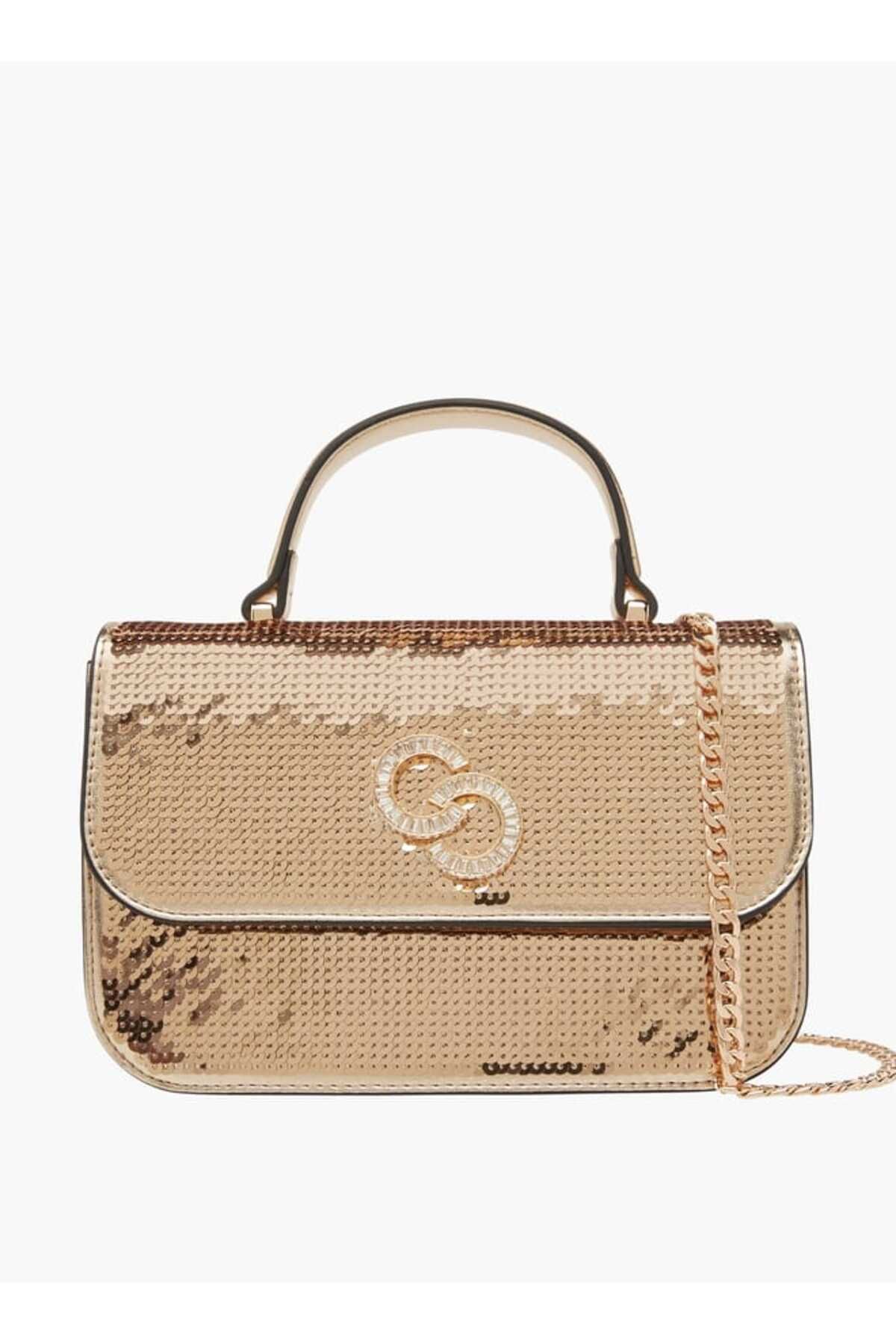 Celeste-Celeste Embellished Satchel Bag with Button Closure and Chain Strap 1