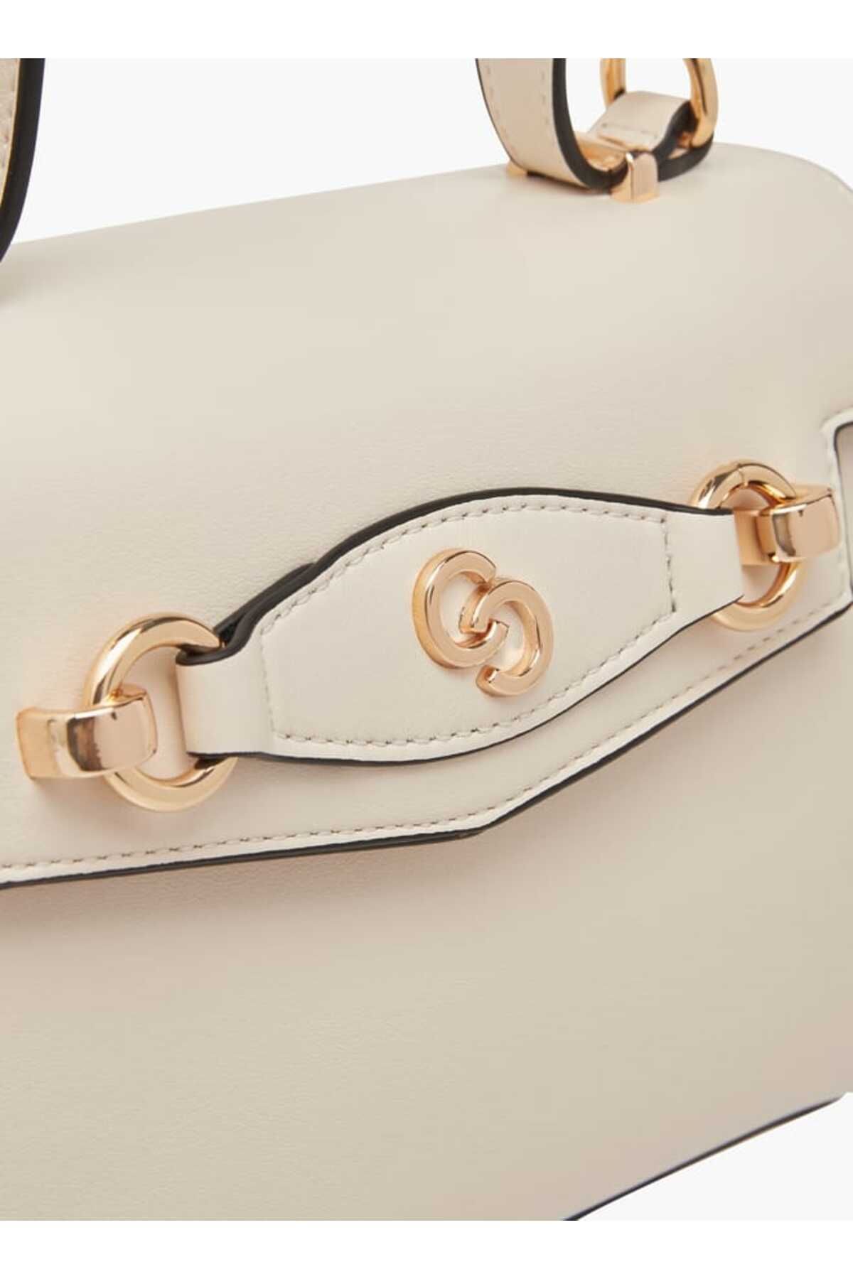 Celeste-Solid Satchel Bag with Detachable Strap and Button Closure 4